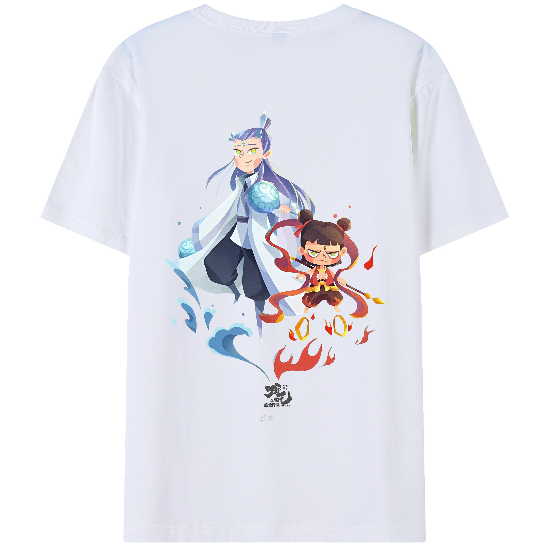 （画像用） Ne Zha 2 ナタ 魔童の大暴れ 綿100％ メンズ半袖Tシャツ（バックプリント） 通気性