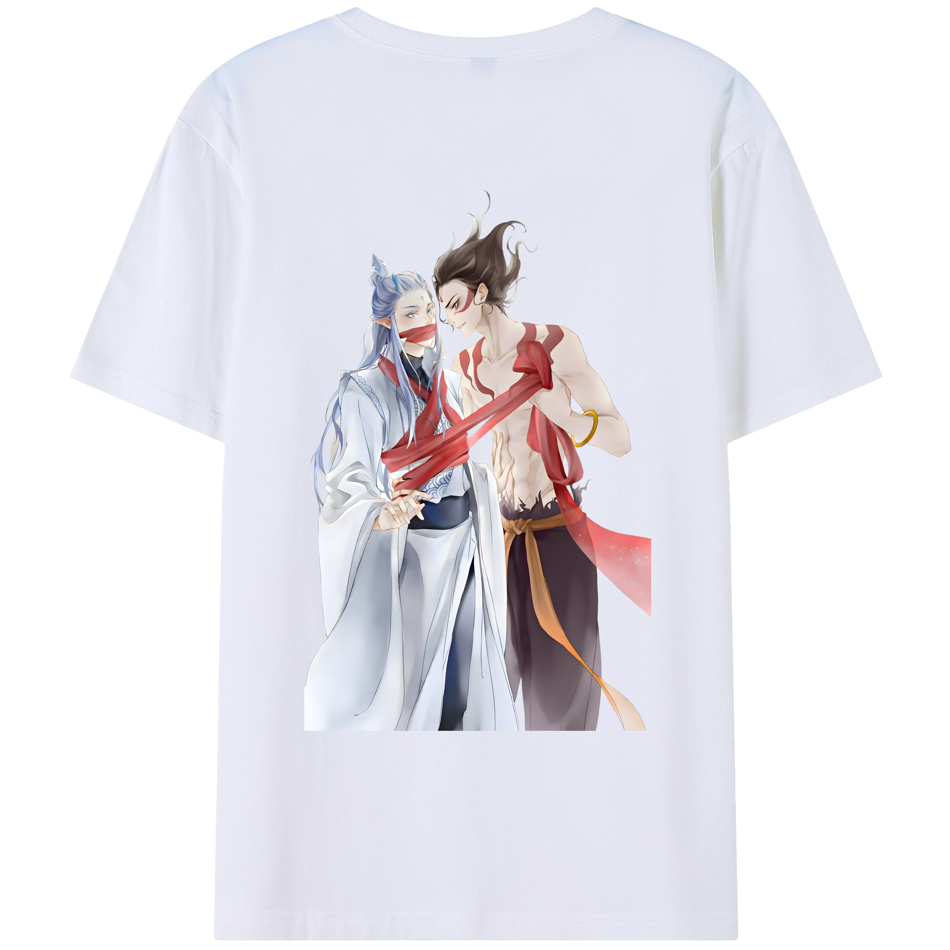 （画像用） Ne Zha 2 ナタ 魔童の大暴れ 綿100％ メンズ半袖Tシャツ（バックプリント） 通気性