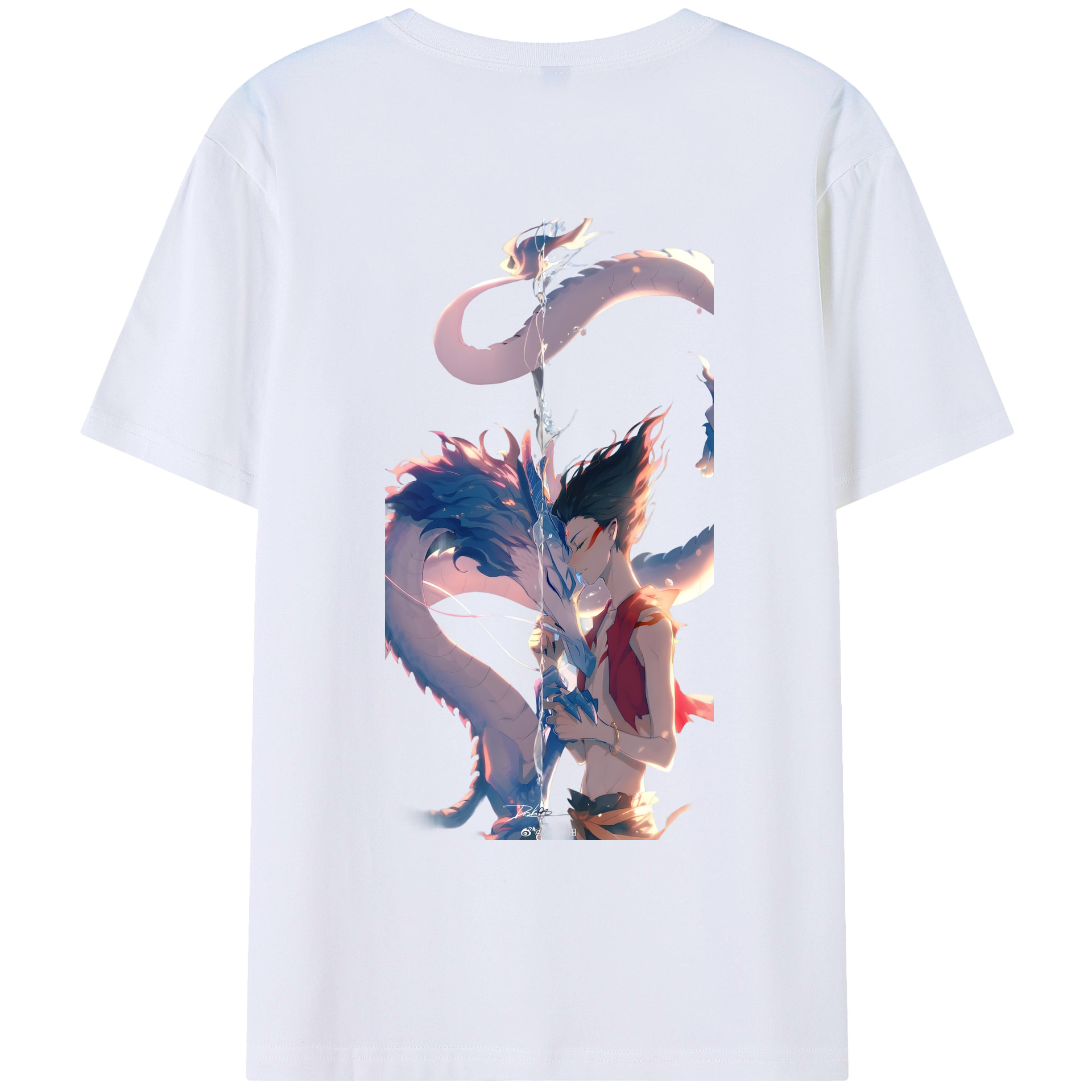 （画像用） Ne Zha 2 ナタ 魔童の大暴れ 綿100％ メンズ半袖Tシャツ（バックプリント） 通気性