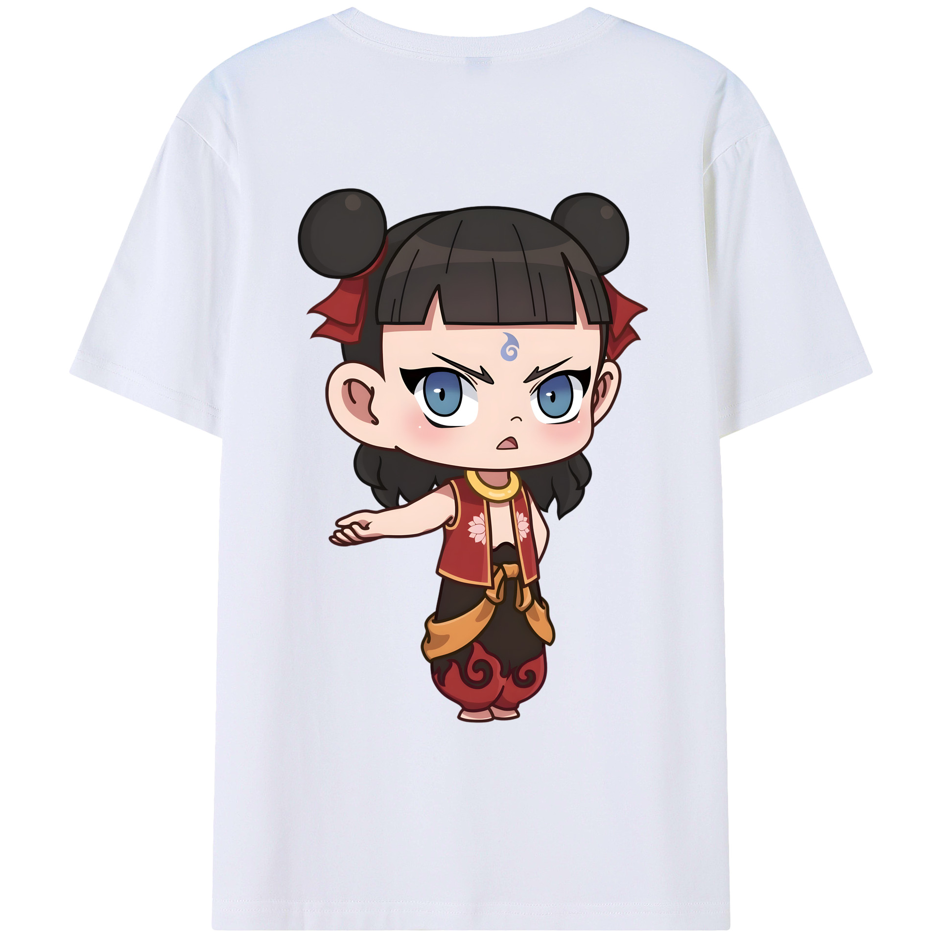 （画像用） Ne Zha 2 ナタ 魔童の大暴れ 綿100％ メンズ半袖Tシャツ（バックプリント） 通気性
