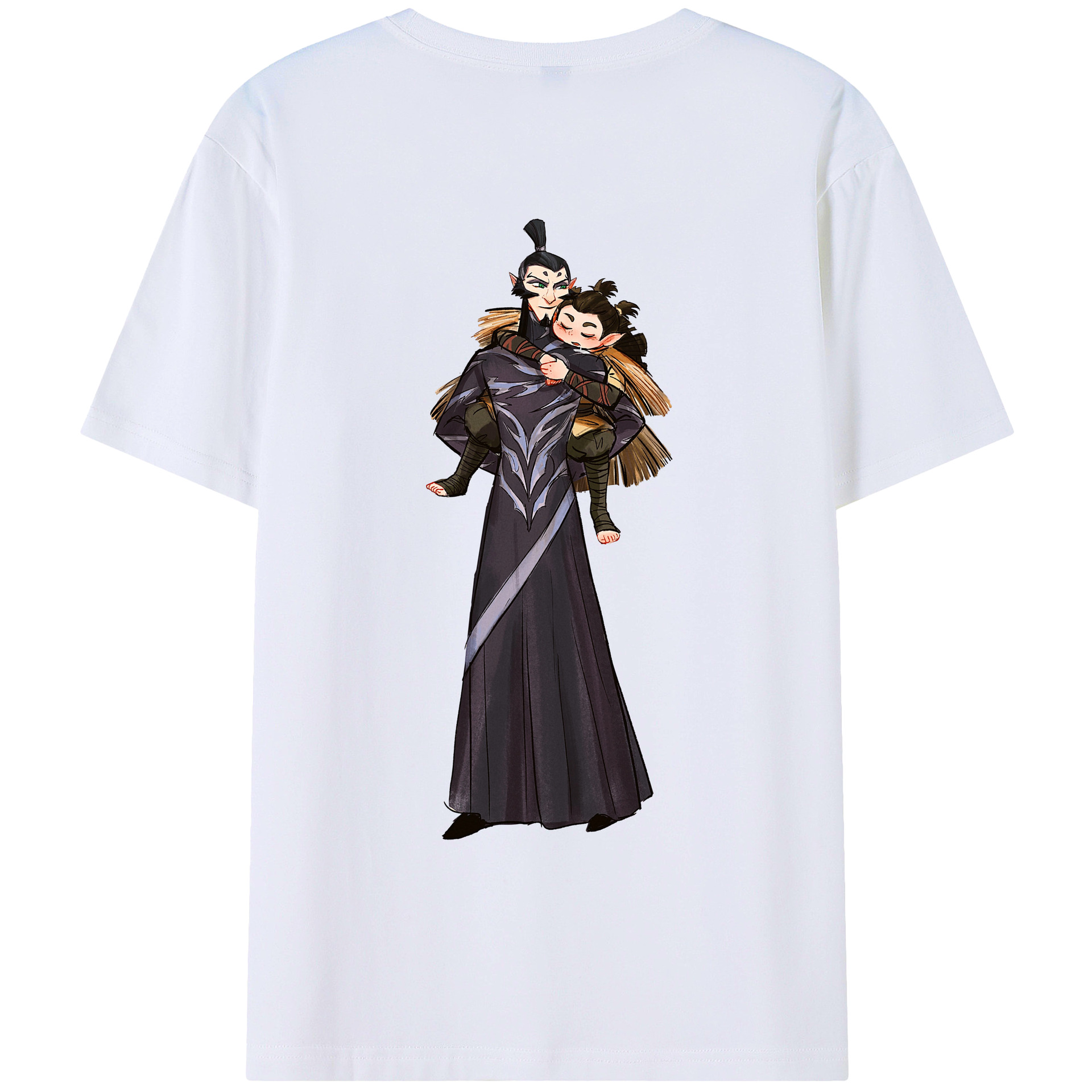 （画像用） Ne Zha 2 ナタ 魔童の大暴れ 綿100％ メンズ半袖Tシャツ（バックプリント） 通気性