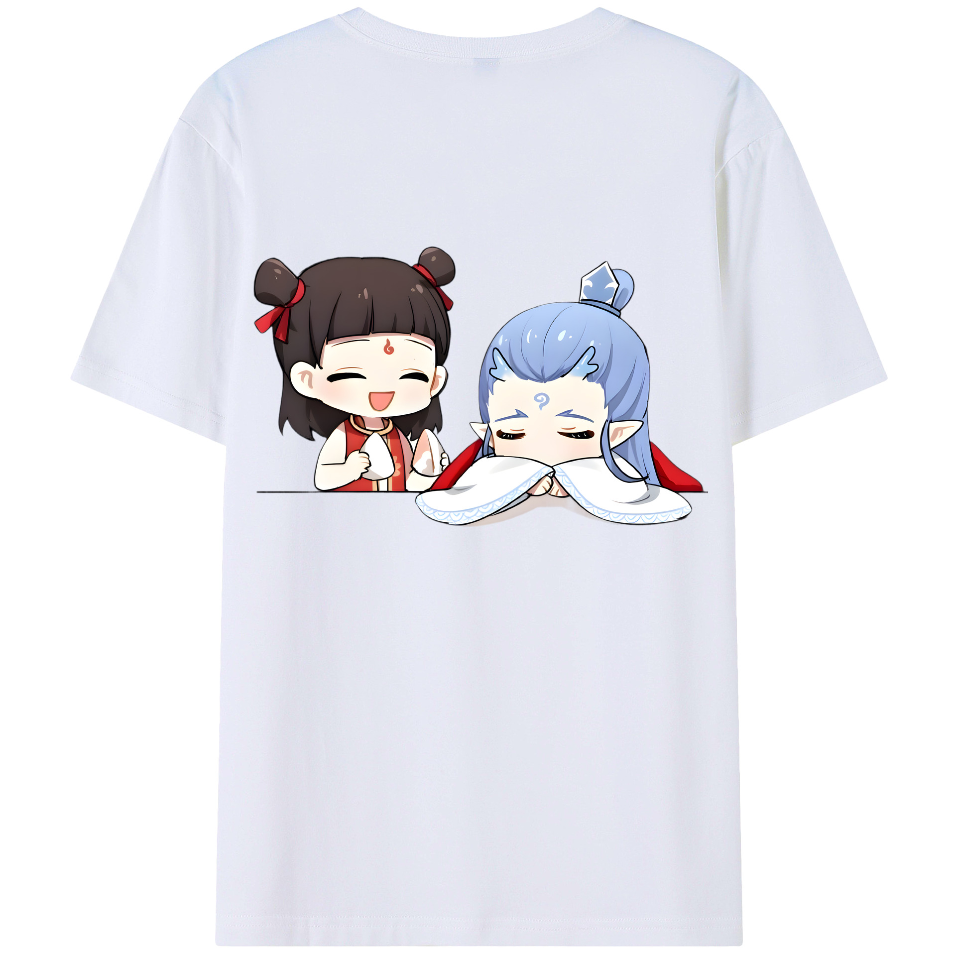 （画像用） Ne Zha 2 ナタ 魔童の大暴れ 綿100％ メンズ半袖Tシャツ（バックプリント） 通気性