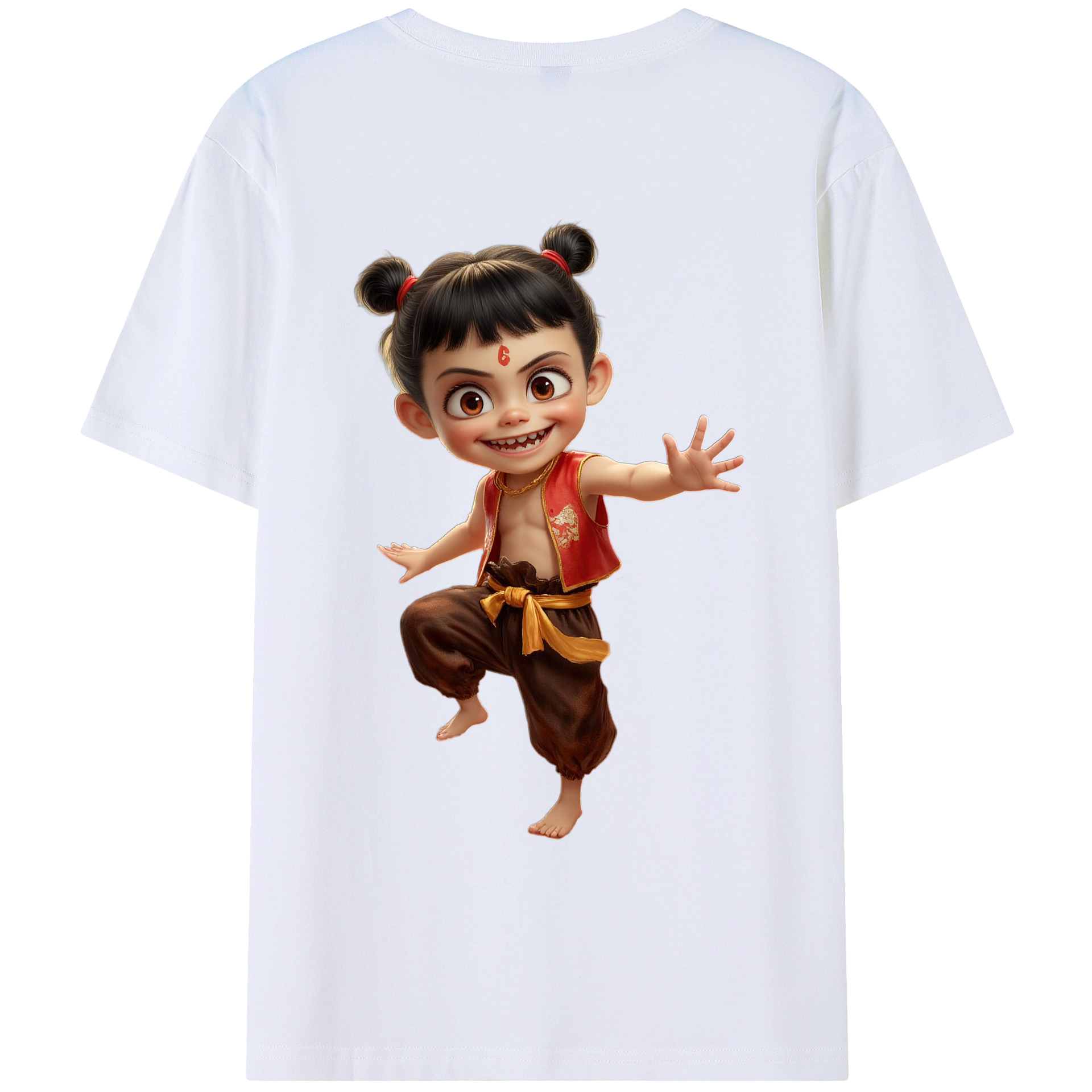 （画像用） Ne Zha 2 ナタ 魔童の大暴れ 綿100％ メンズ半袖Tシャツ（バックプリント） 通気性