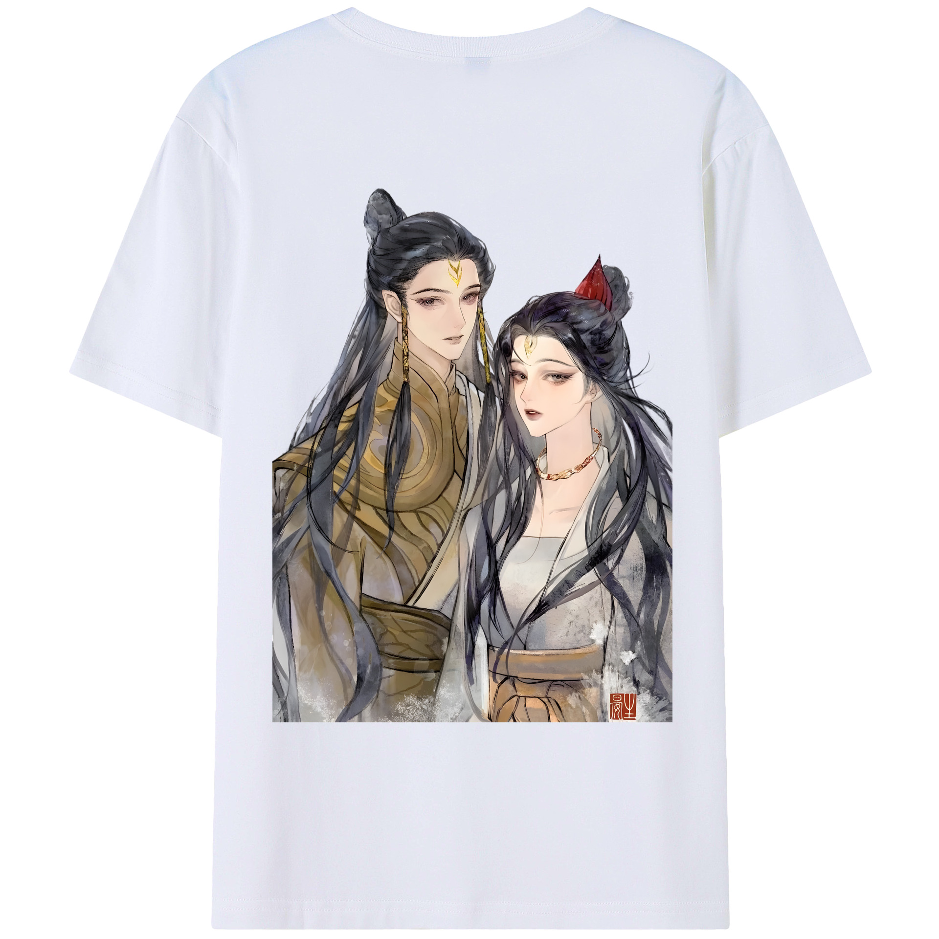 （画像用） Ne Zha 2 ナタ 魔童の大暴れ 綿100％ メンズ半袖Tシャツ（バックプリント） 通気性