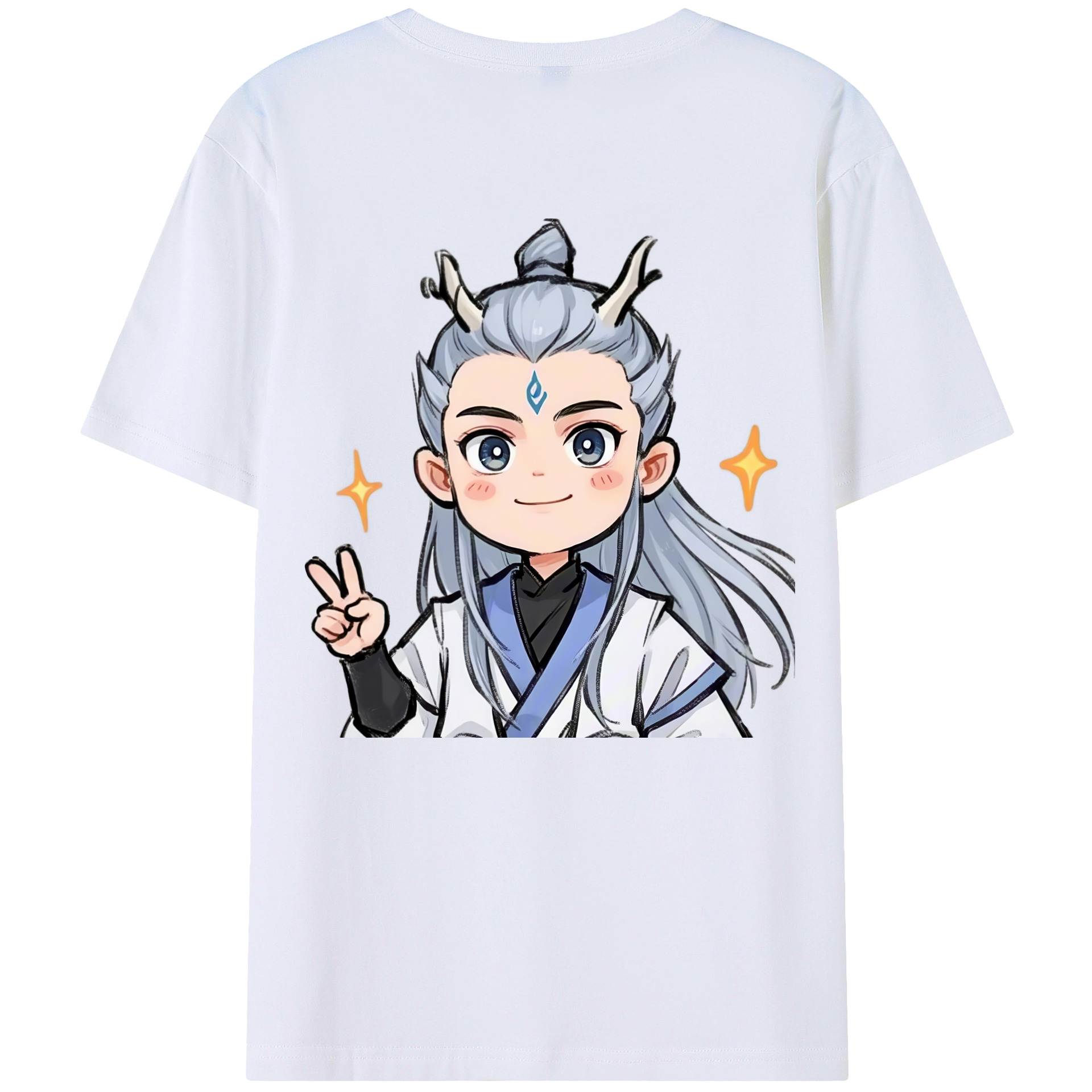 （画像用） Ne Zha 2 ナタ 魔童の大暴れ 綿100％ メンズ半袖Tシャツ（バックプリント） 通気性