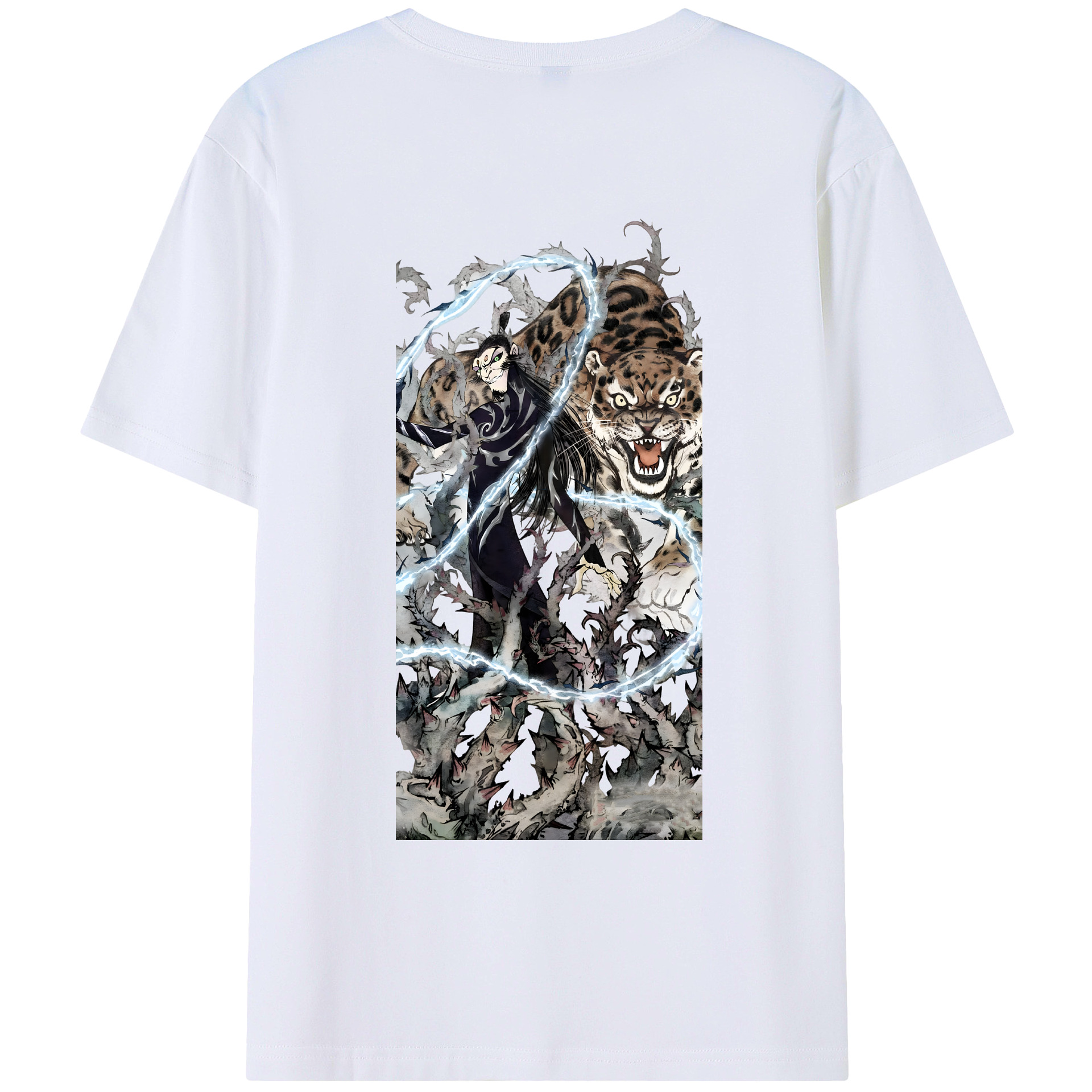 （画像用） Ne Zha 2 ナタ 魔童の大暴れ 綿100％ メンズ半袖Tシャツ（バックプリント） 通気性