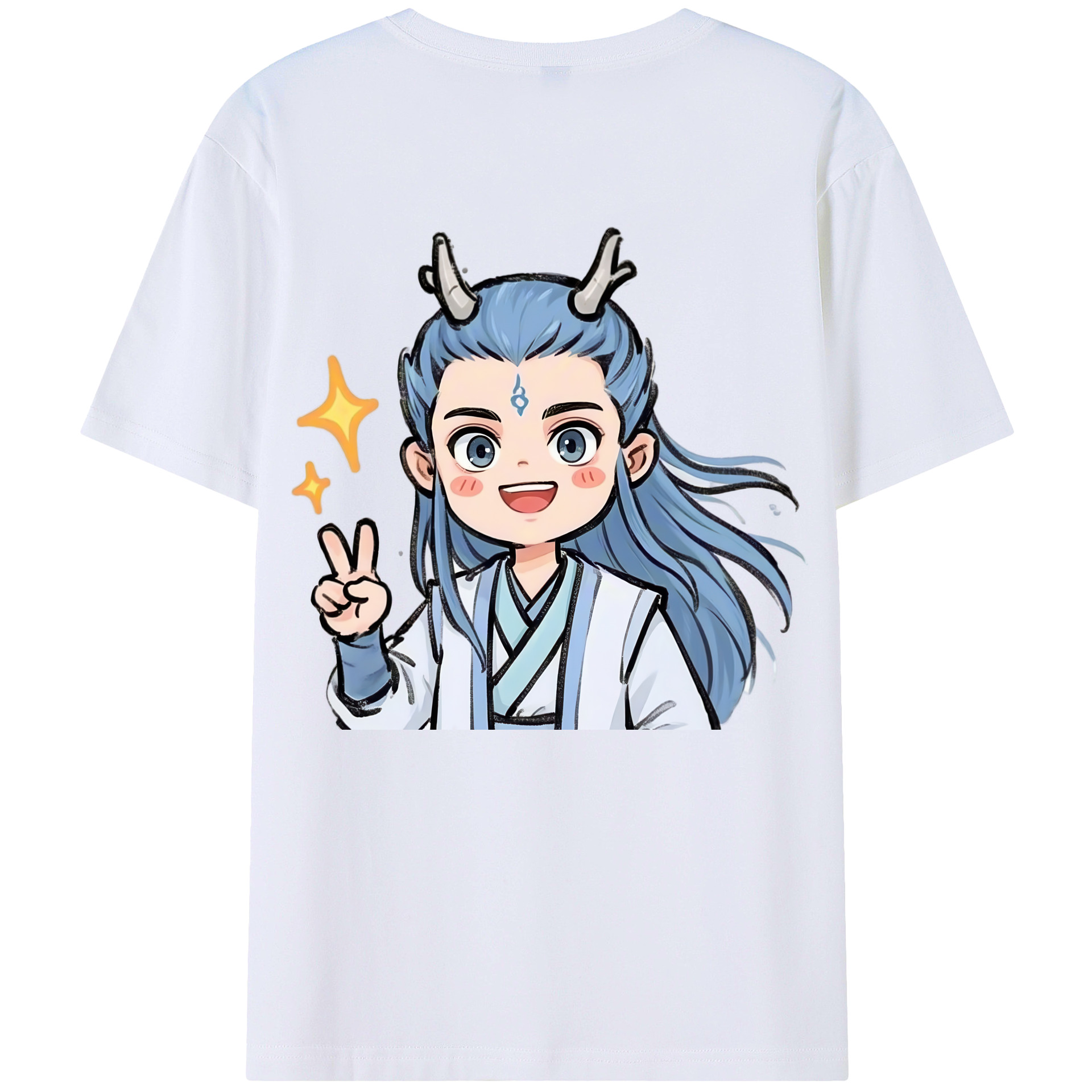 （画像用） Ne Zha 2 ナタ 魔童の大暴れ 綿100％ メンズ半袖Tシャツ（バックプリント） 通気性