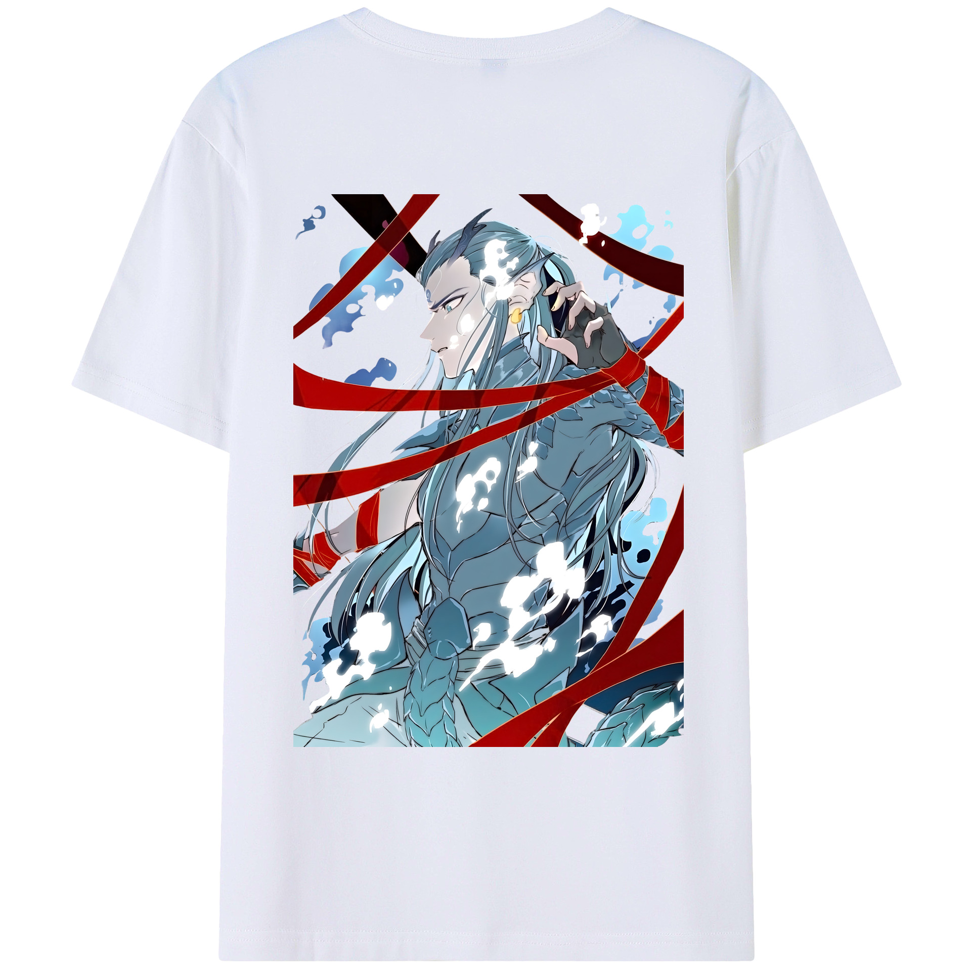（画像用） Ne Zha 2 ナタ 魔童の大暴れ 綿100％ メンズ半袖Tシャツ（バックプリント） 通気性