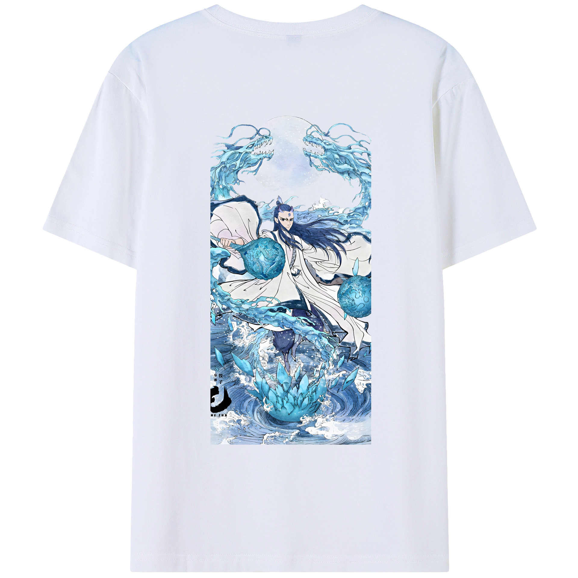 （画像用） Ne Zha 2 ナタ 魔童の大暴れ 綿100％ メンズ半袖Tシャツ（バックプリント） 通気性