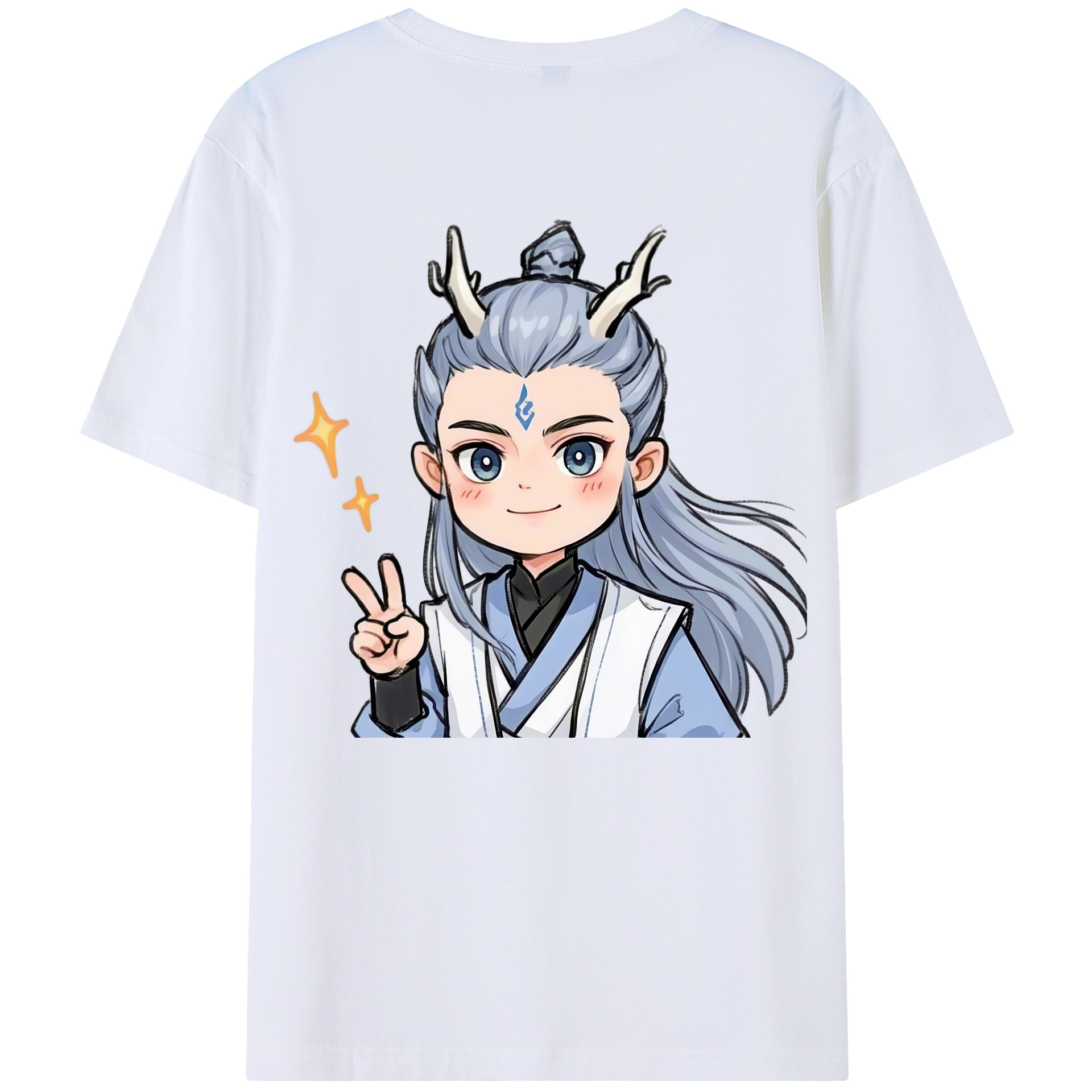 （画像用） Ne Zha 2 ナタ 魔童の大暴れ 綿100％ メンズ半袖Tシャツ（バックプリント） 通気性