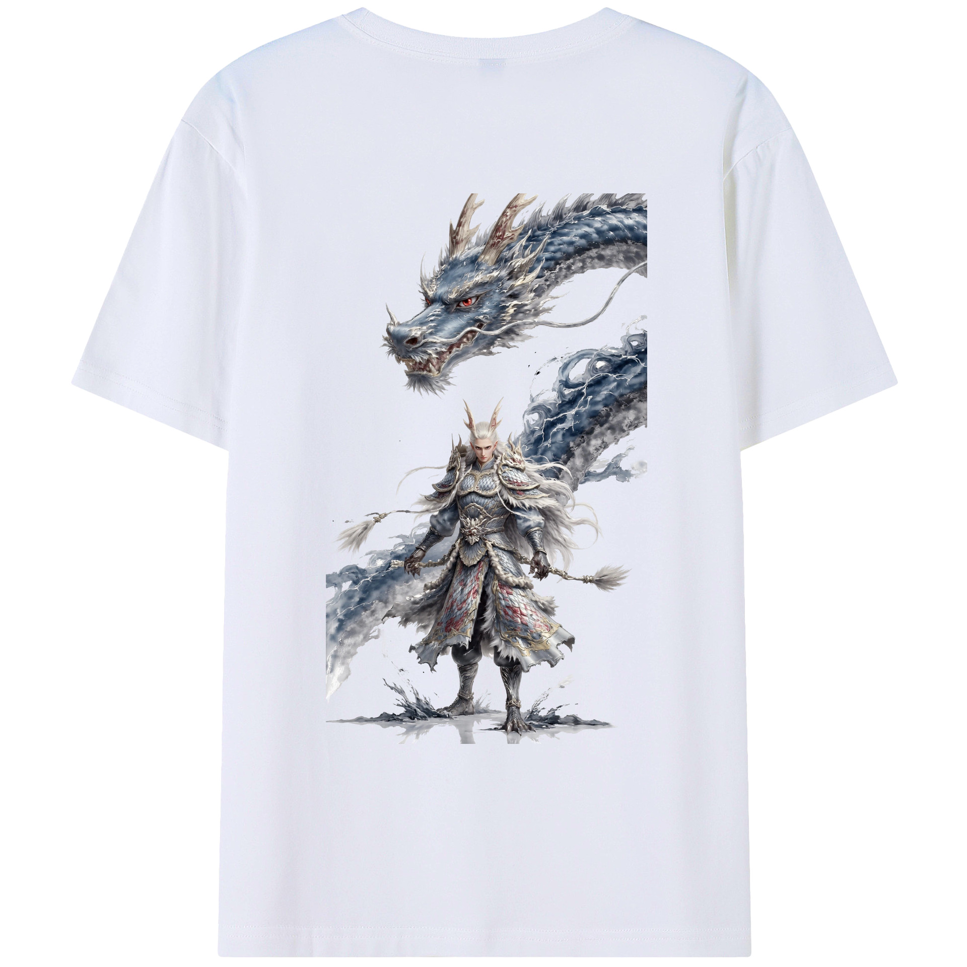 （画像用） Ne Zha 2 ナタ 魔童の大暴れ 綿100％ メンズ半袖Tシャツ（バックプリント） 通気性