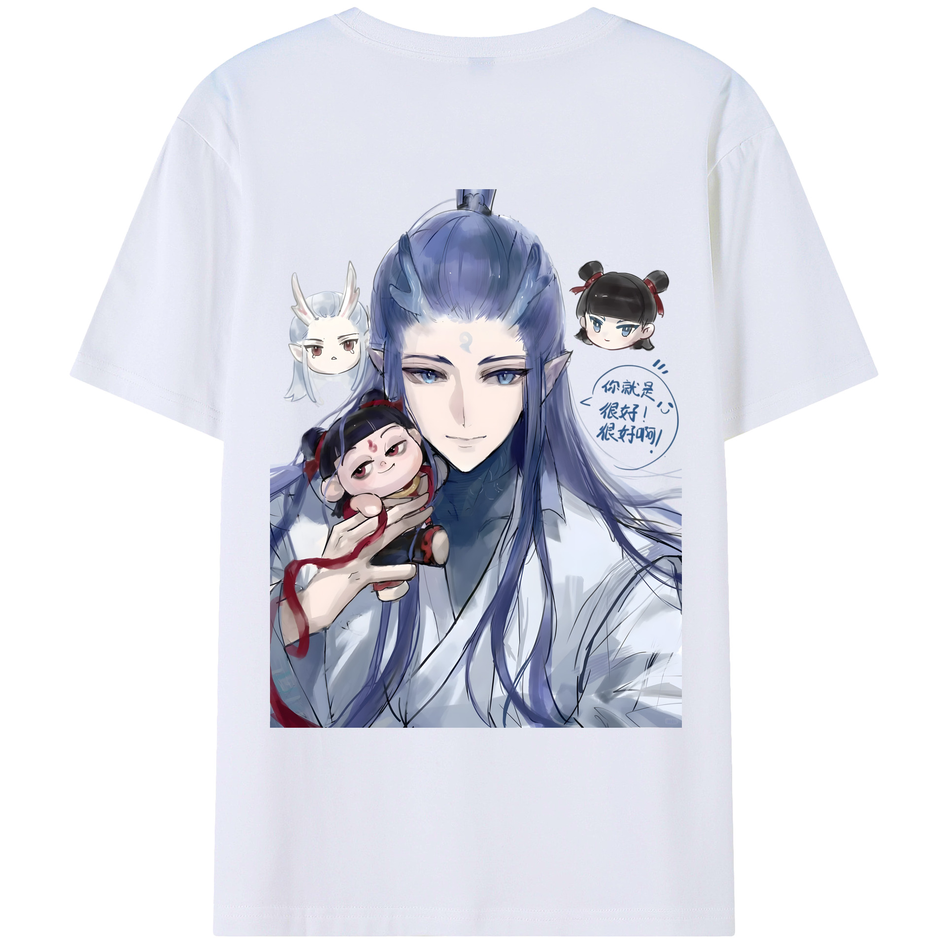（画像用） Ne Zha 2 ナタ 魔童の大暴れ 綿100％ メンズ半袖Tシャツ（バックプリント） 通気性