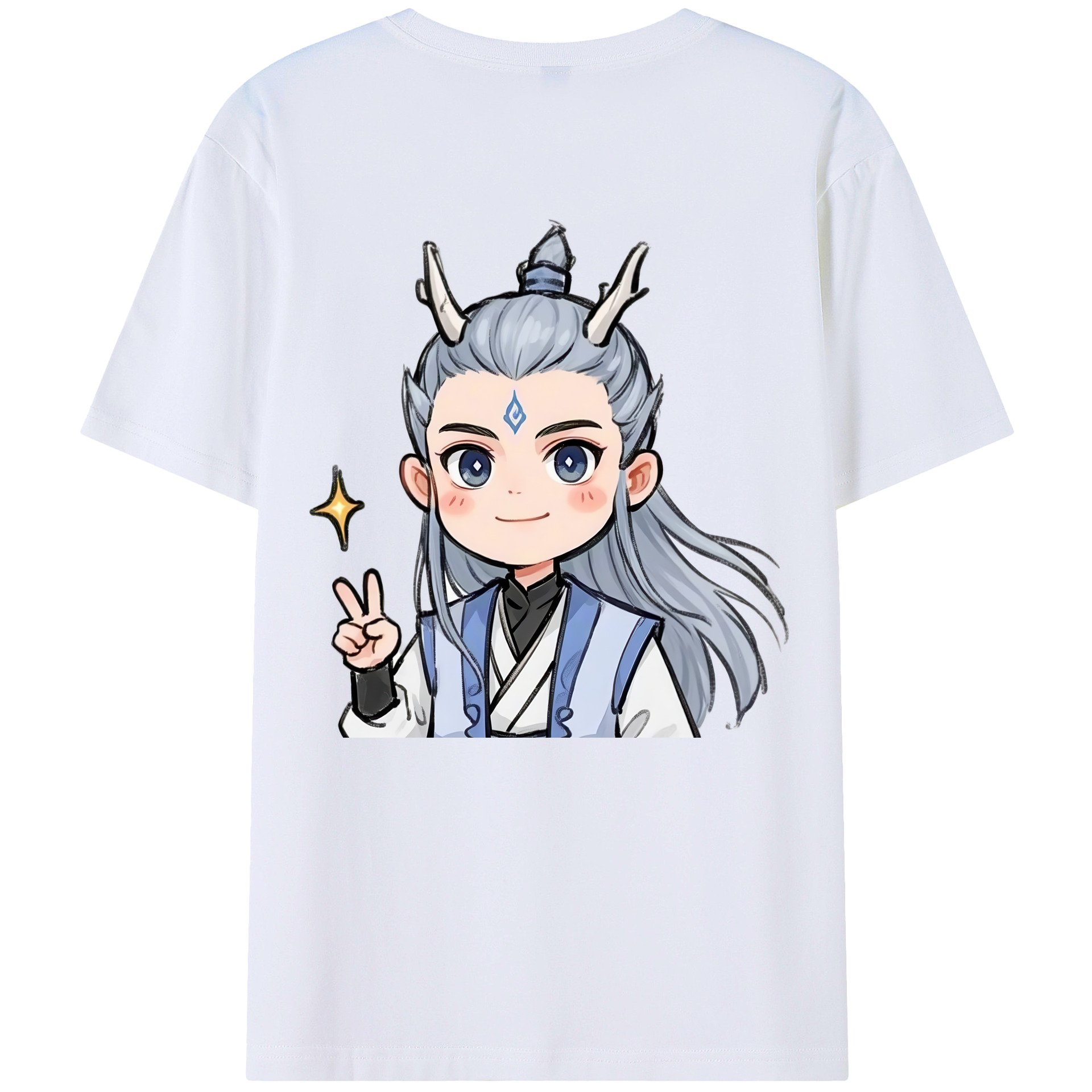 （画像用） Ne Zha 2 ナタ 魔童の大暴れ 綿100％ メンズ半袖Tシャツ（バックプリント） 通気性