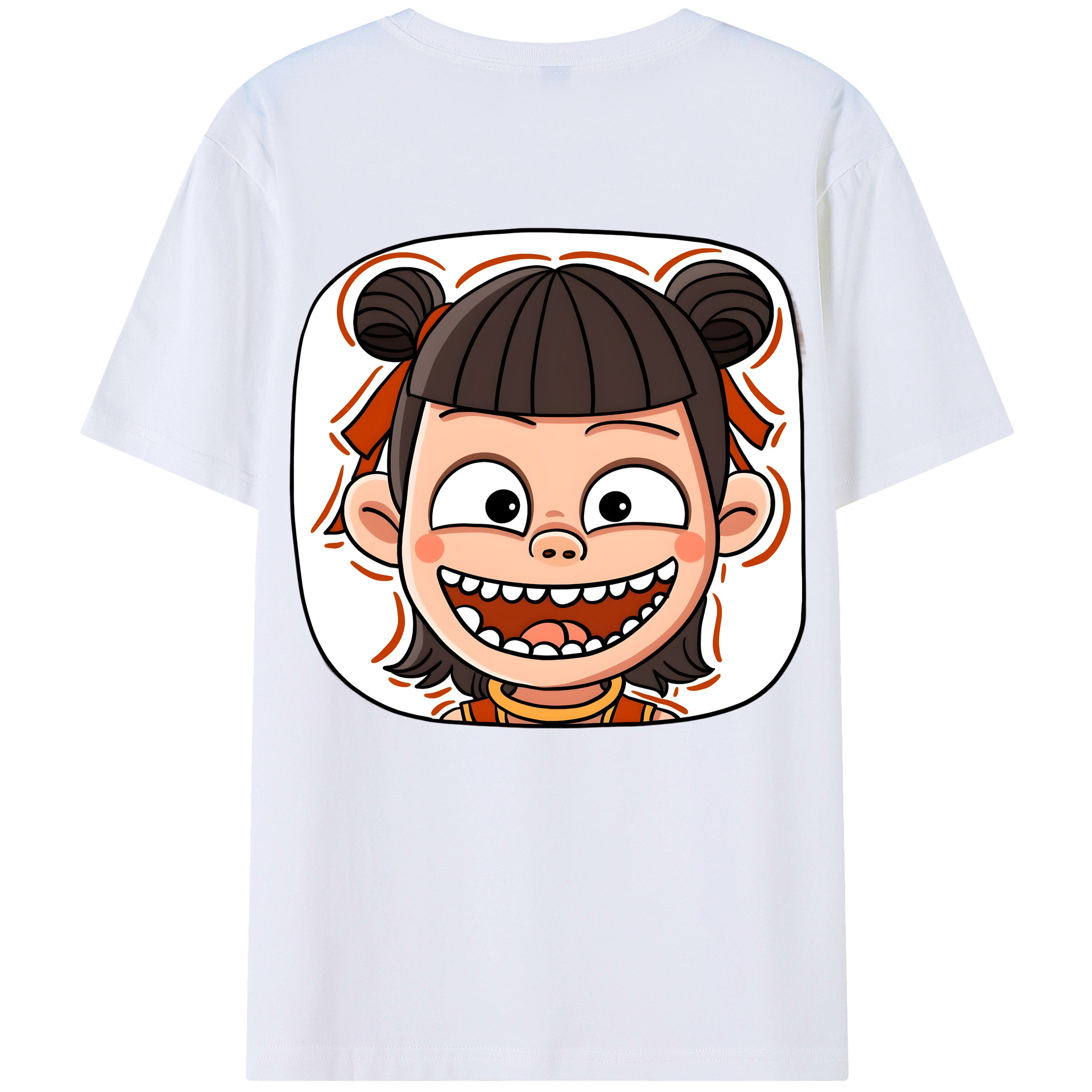 （画像用） Ne Zha 2 ナタ 魔童の大暴れ 綿100％ メンズ半袖Tシャツ（バックプリント） 通気性
