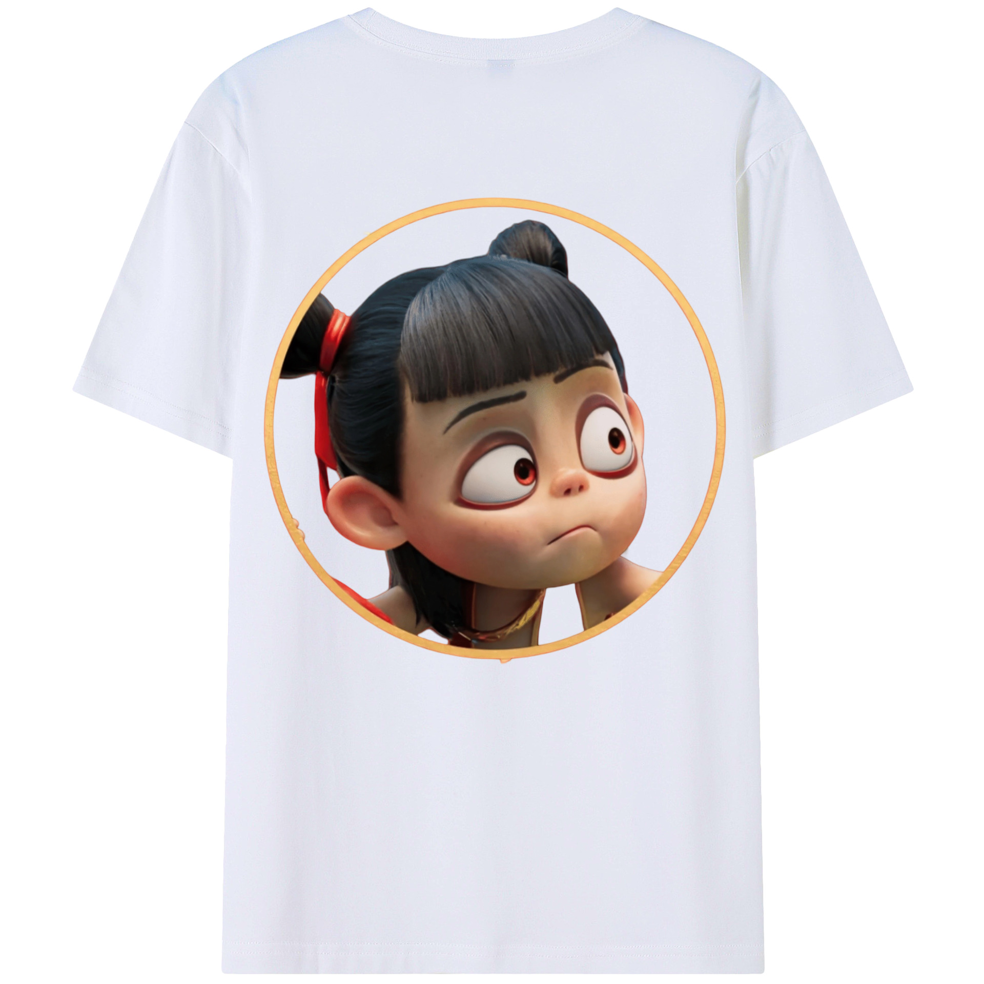 （画像用） Ne Zha 2 ナタ 魔童の大暴れ 綿100％ メンズ半袖Tシャツ（バックプリント） 通気性