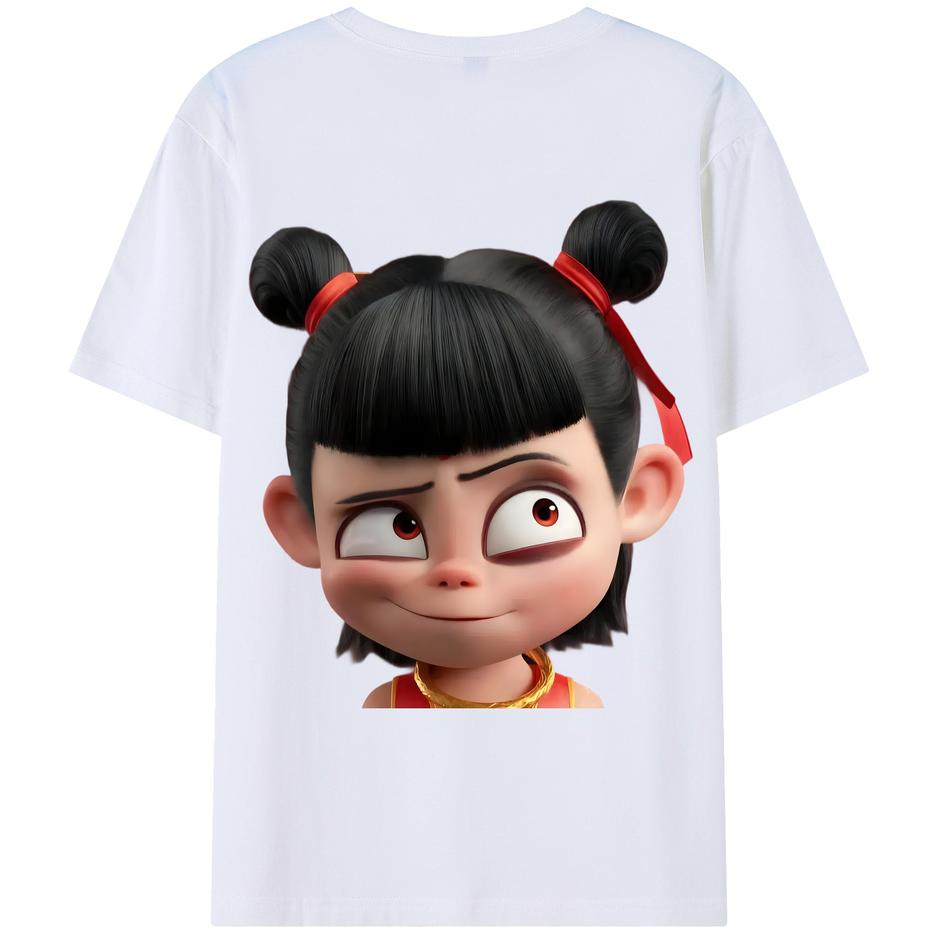 （画像用） Ne Zha 2 ナタ 魔童の大暴れ 綿100％ メンズ半袖Tシャツ（バックプリント） 通気性
