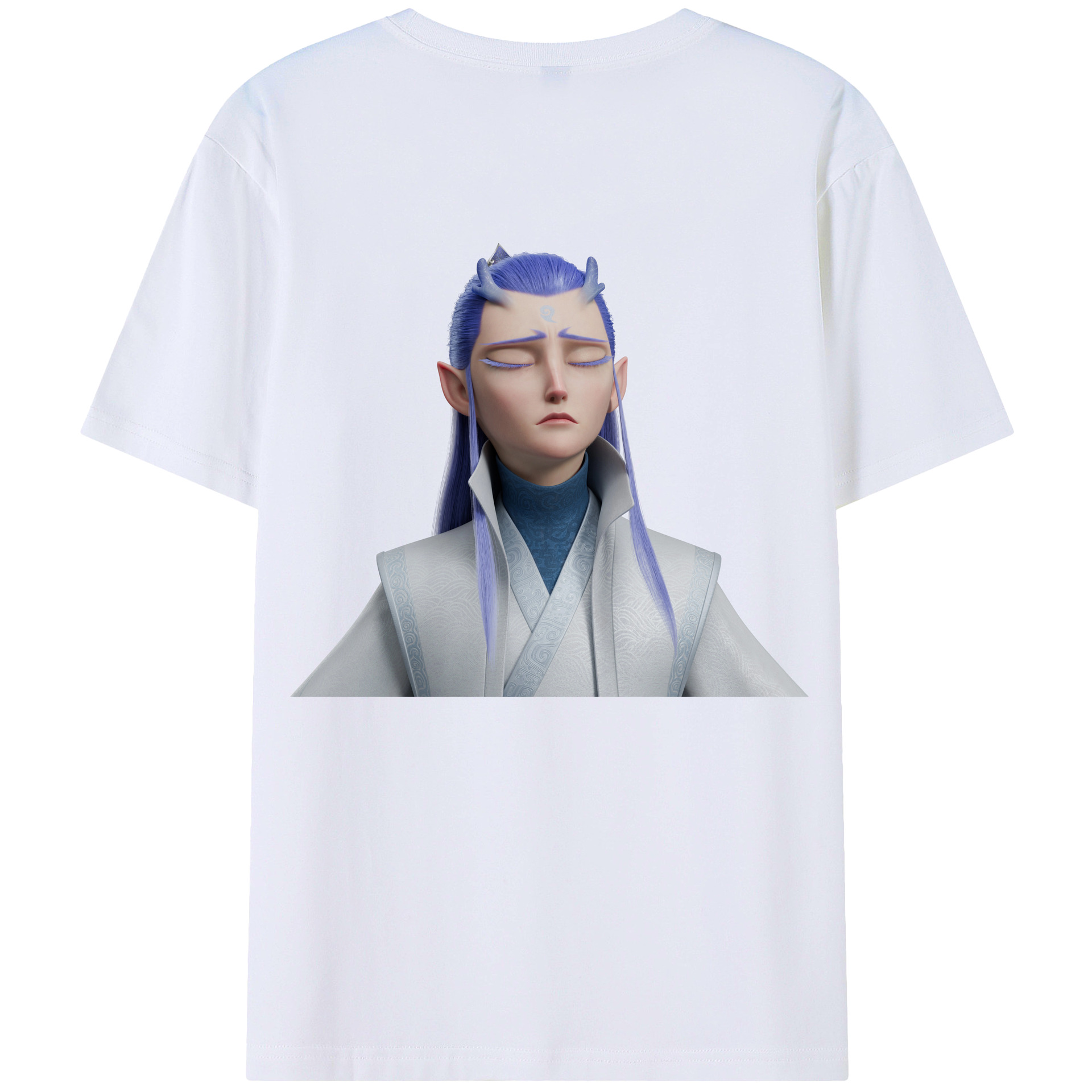 （画像用） Ne Zha 2 ナタ 魔童の大暴れ 綿100％ メンズ半袖Tシャツ（バックプリント） 通気性