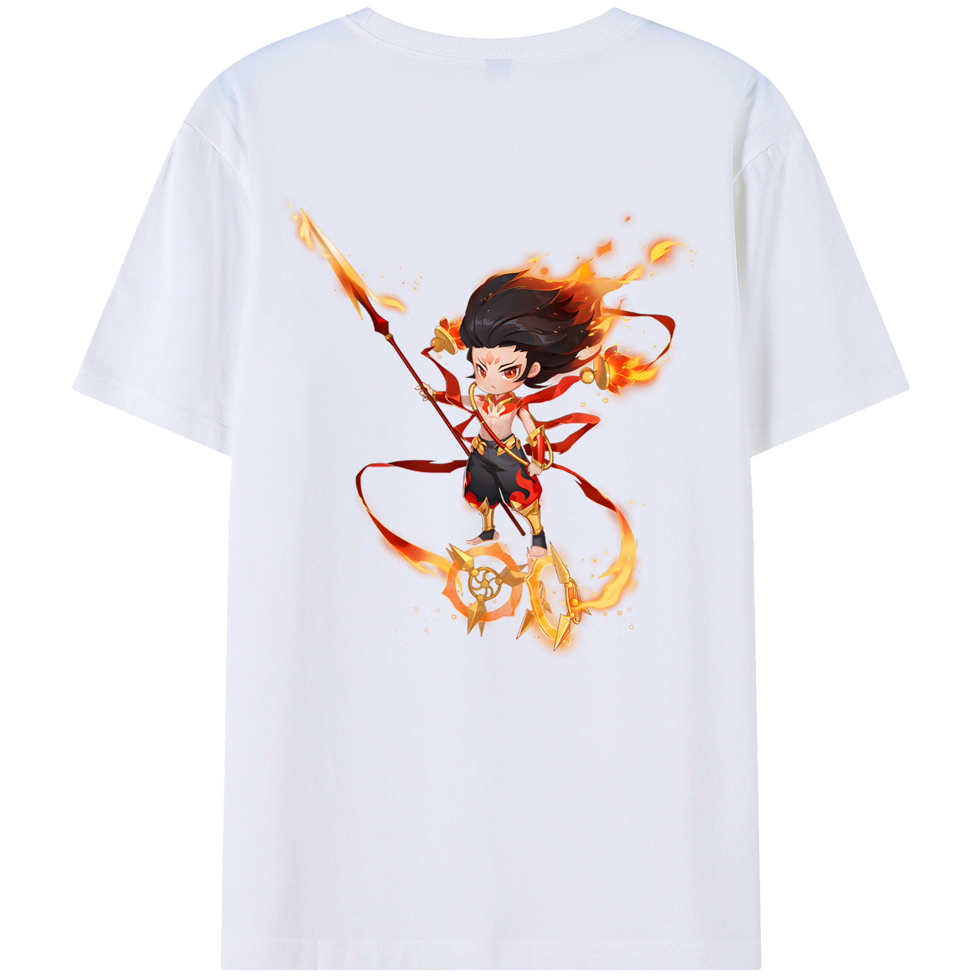（画像用） Ne Zha 2 ナタ 魔童の大暴れ 綿100％ メンズ半袖Tシャツ（バックプリント） 通気性