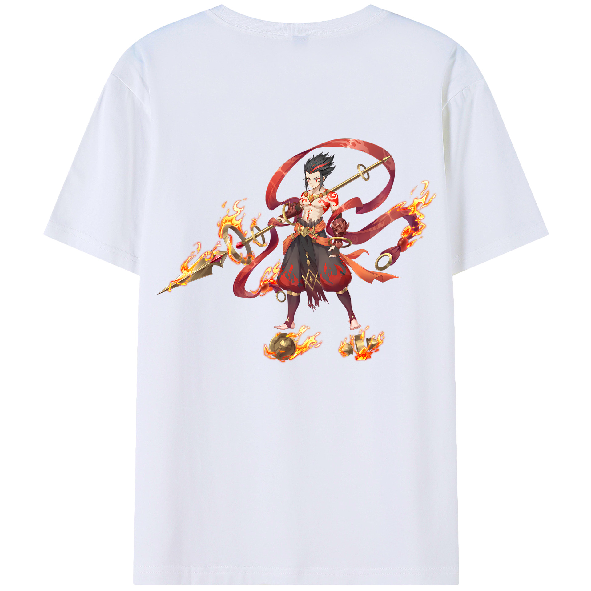 （画像用） Ne Zha 2 ナタ 魔童の大暴れ 綿100％ メンズ半袖Tシャツ（バックプリント） 通気性