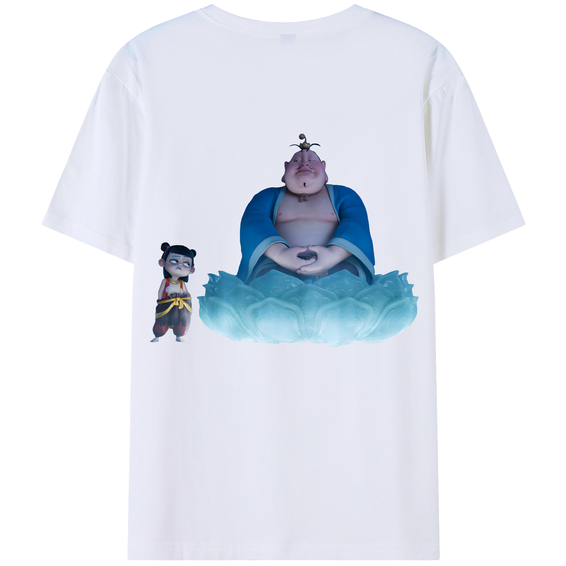 （画像用） Ne Zha 2 ナタ 魔童の大暴れ 綿100％ メンズ半袖Tシャツ（バックプリント） 通気性