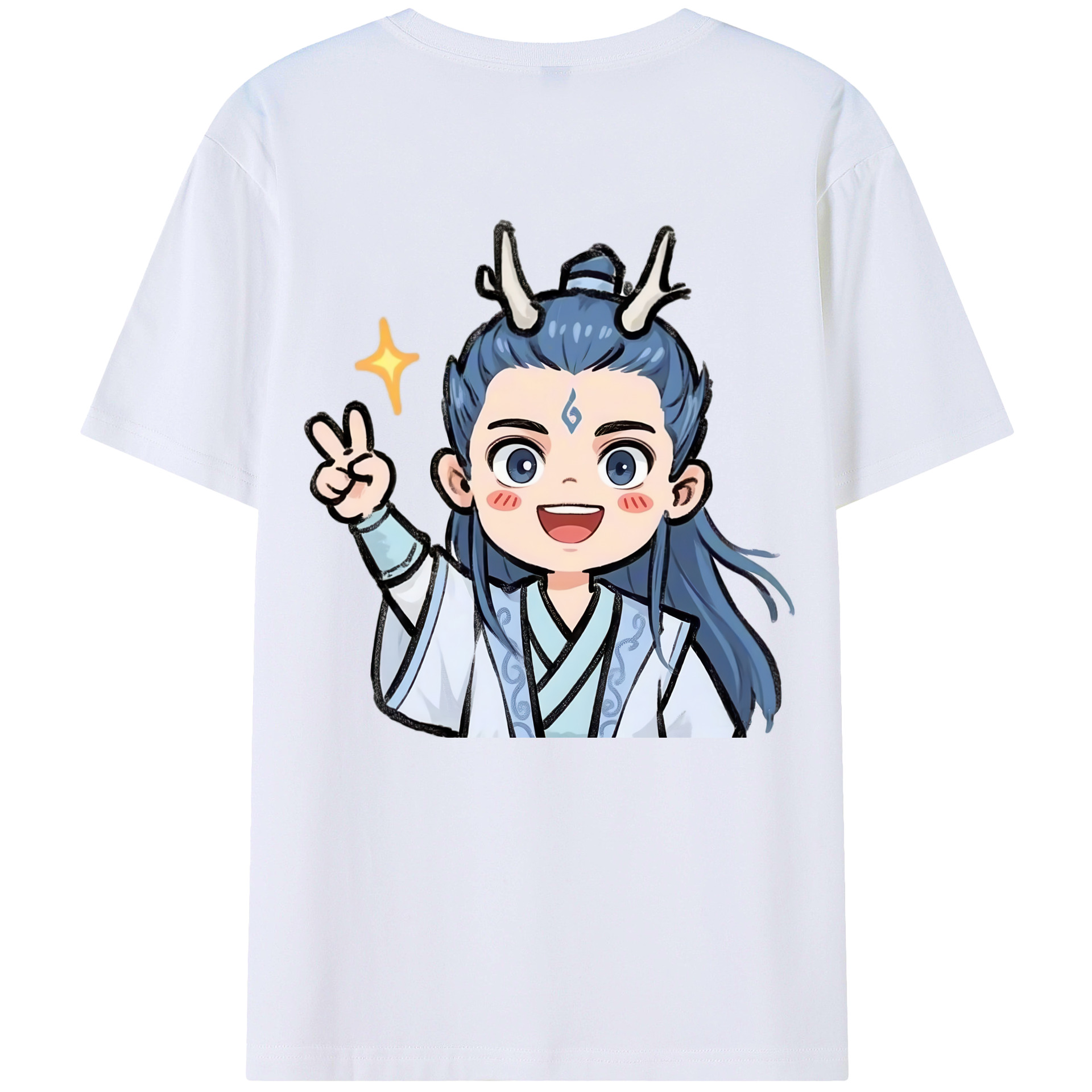 （画像用） Ne Zha 2 ナタ 魔童の大暴れ 綿100％ メンズ半袖Tシャツ（バックプリント） 通気性