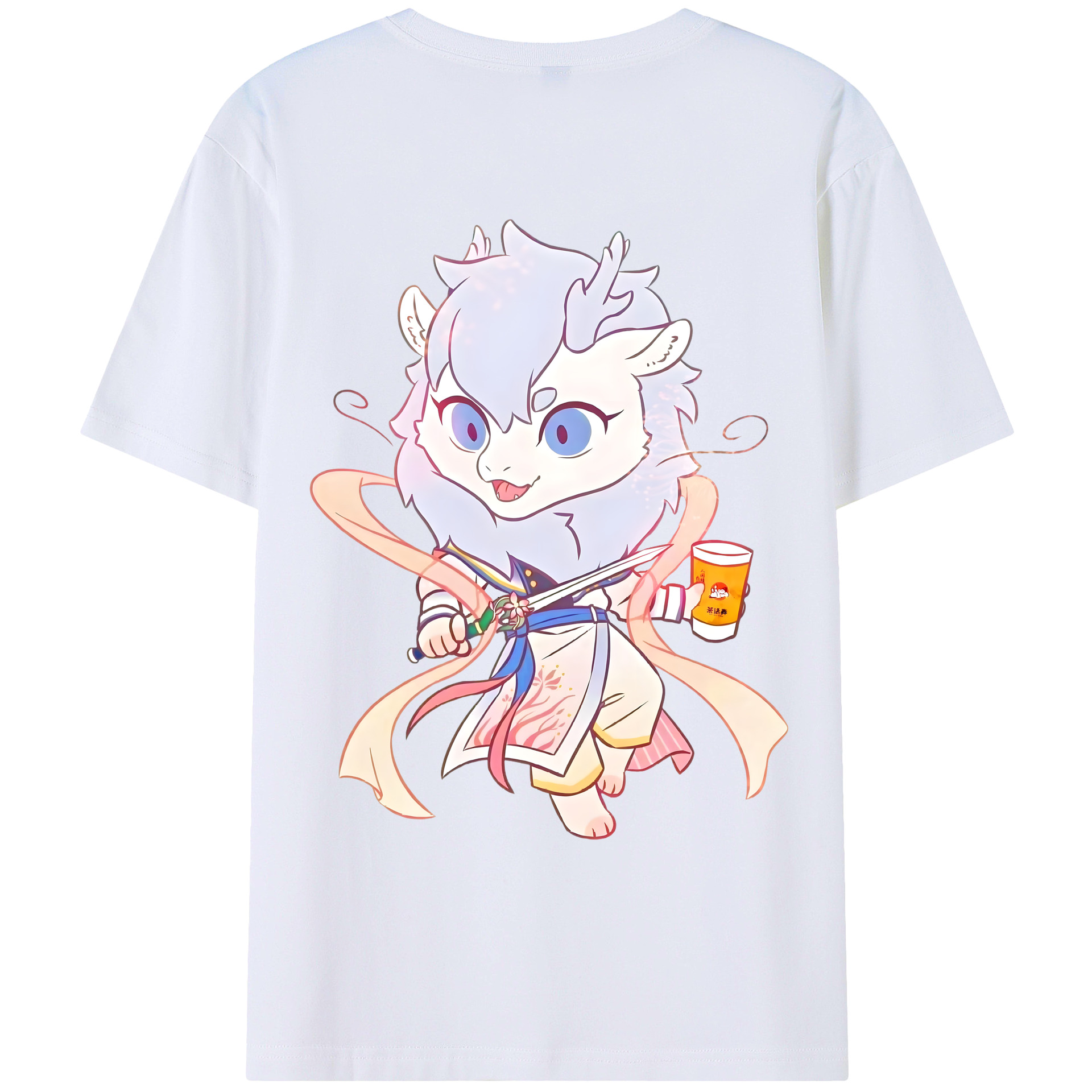 （画像用） Ne Zha 2 ナタ 魔童の大暴れ 綿100％ メンズ半袖Tシャツ（バックプリント） 通気性