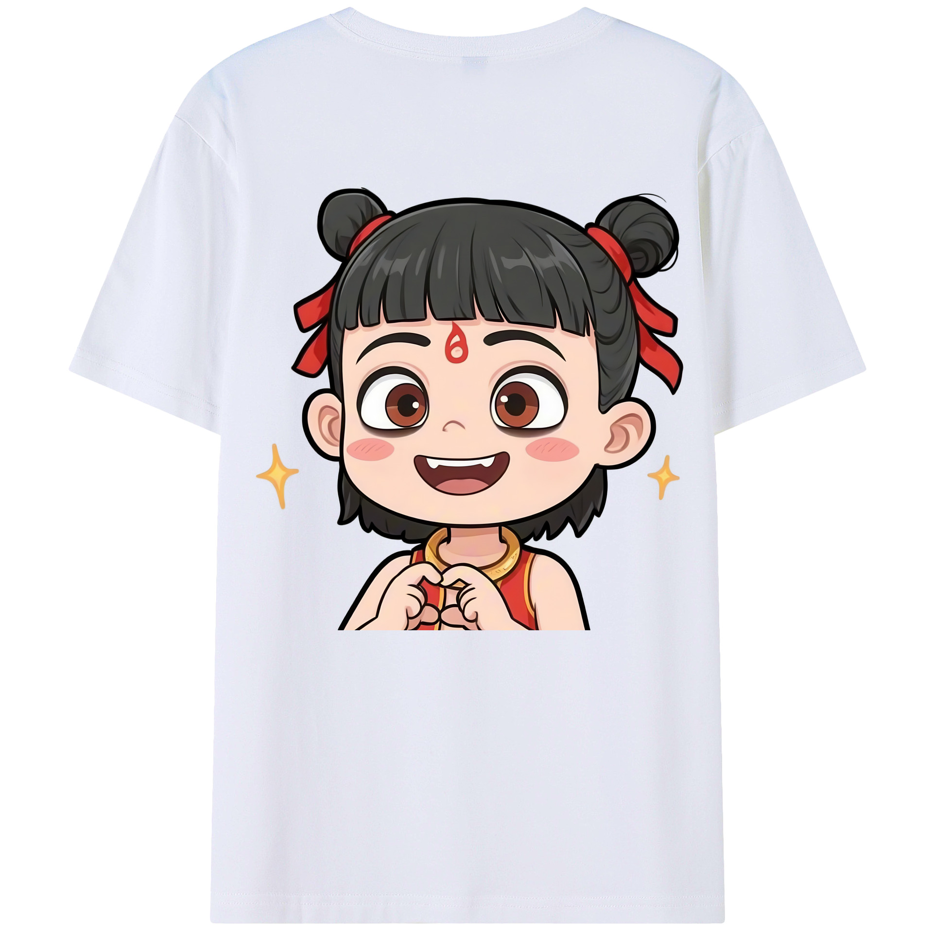 （画像用） Ne Zha 2 ナタ 魔童の大暴れ 綿100％ メンズ半袖Tシャツ（バックプリント） 通気性