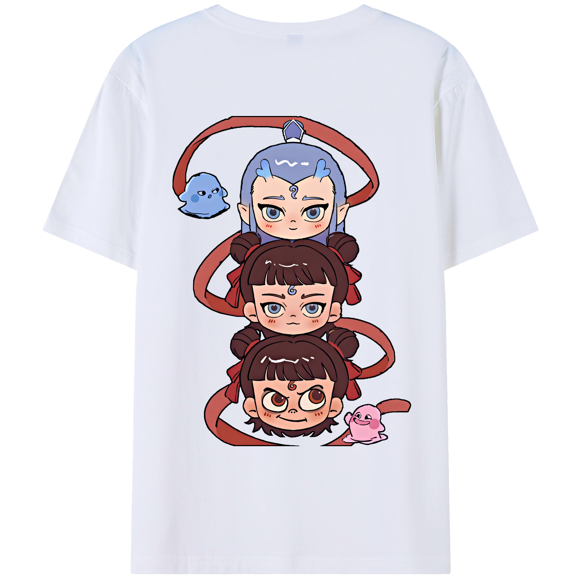 （画像用） Ne Zha 2 ナタ 魔童の大暴れ 綿100％ メンズ半袖Tシャツ（バックプリント） 通気性