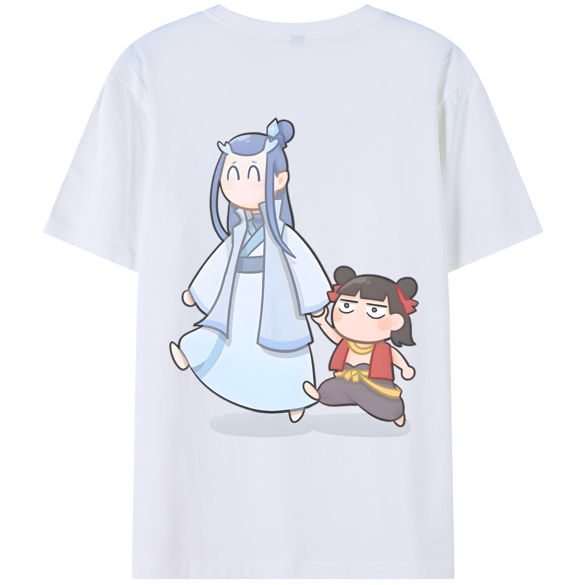 （画像用） Ne Zha 2 ナタ 魔童の大暴れ 綿100％ メンズ半袖Tシャツ（バックプリント） 通気性