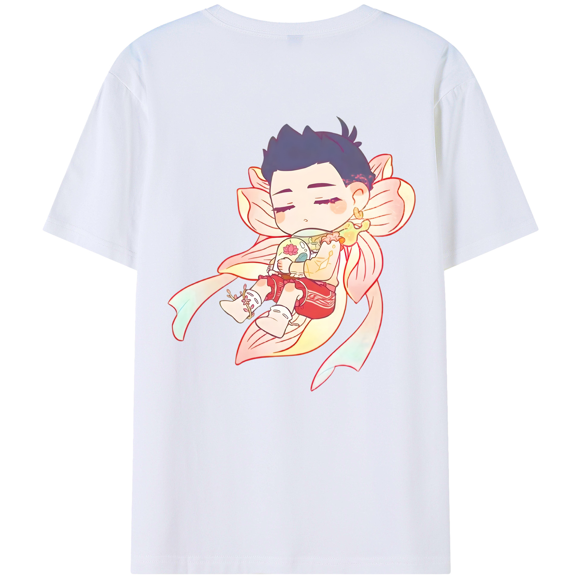 （画像用） Ne Zha 2 ナタ 魔童の大暴れ 綿100％ メンズ半袖Tシャツ（バックプリント） 通気性