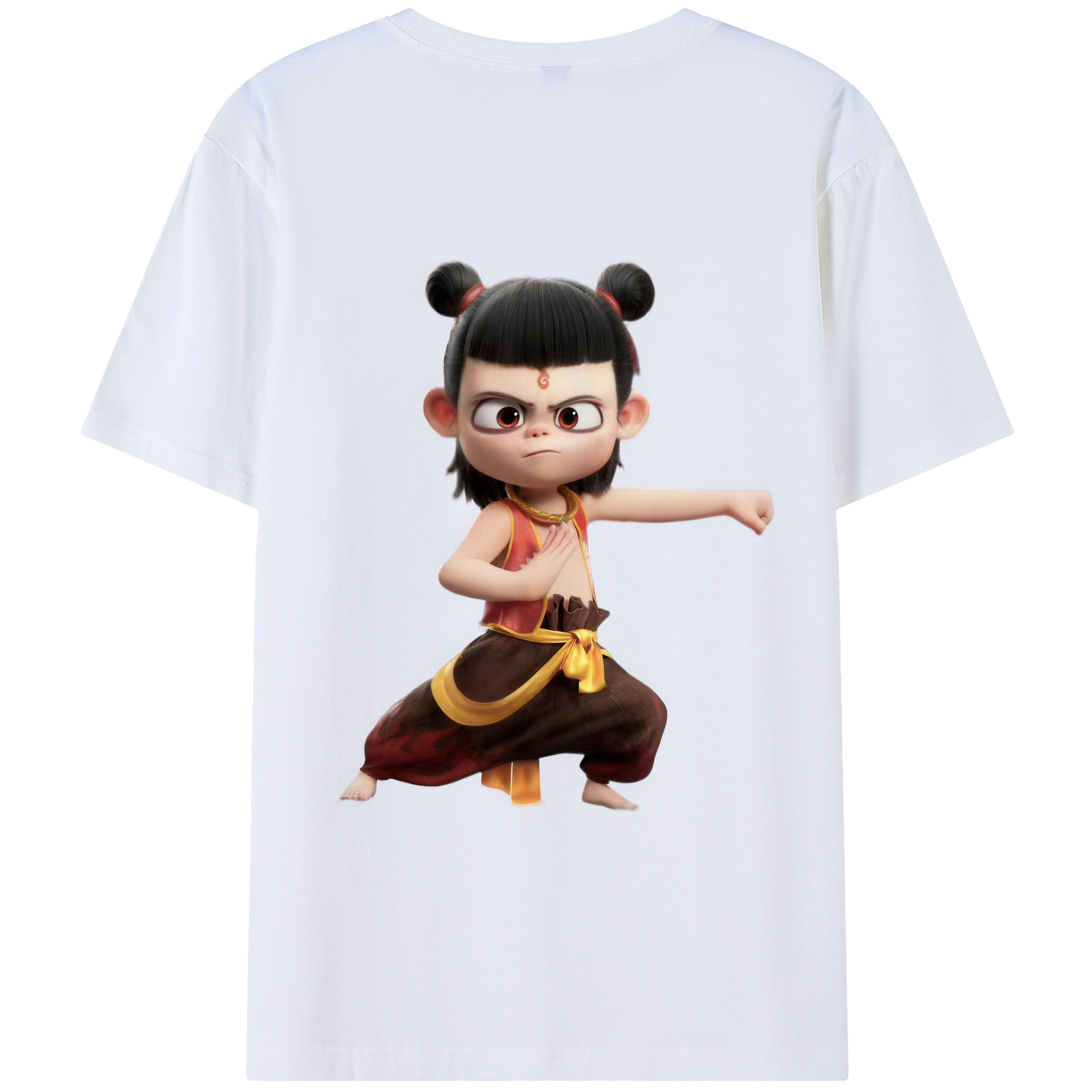（画像用） Ne Zha 2 ナタ 魔童の大暴れ 綿100％ メンズ半袖Tシャツ（バックプリント） 通気性