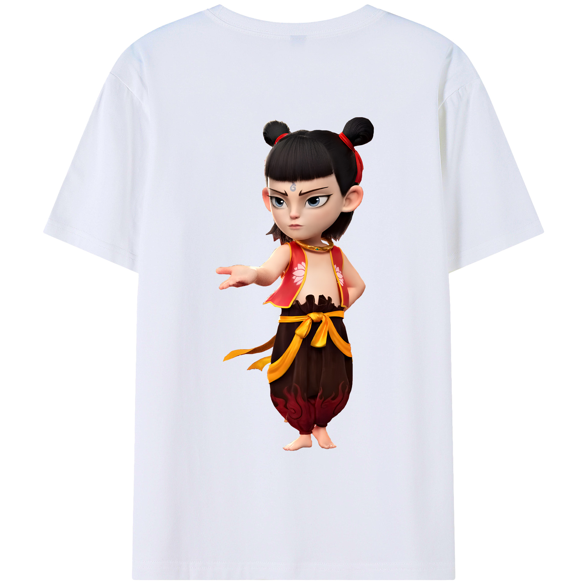 （画像用） Ne Zha 2 ナタ 魔童の大暴れ 綿100％ メンズ半袖Tシャツ（バックプリント） 通気性