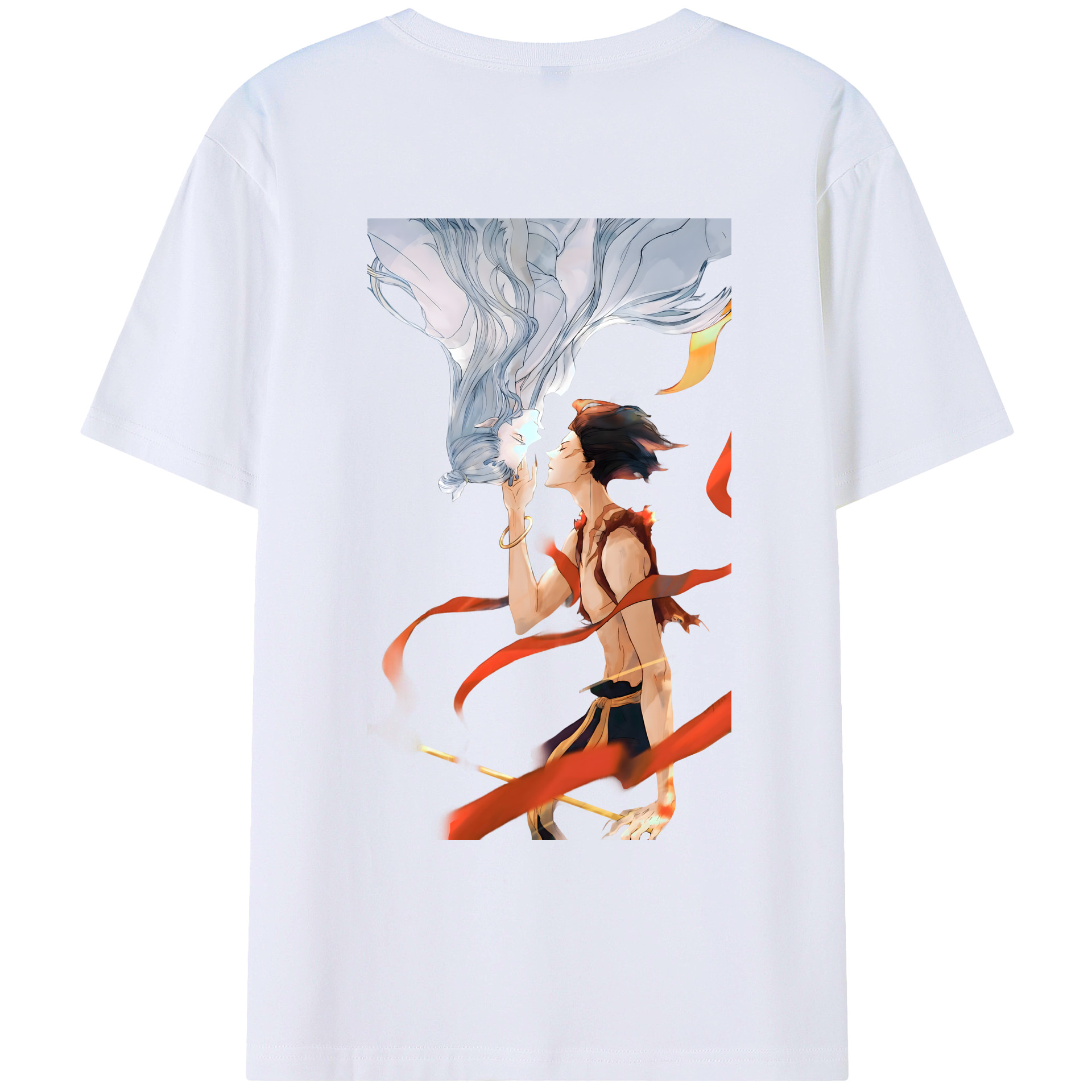 （画像用） Ne Zha 2 ナタ 魔童の大暴れ 綿100％ メンズ半袖Tシャツ（バックプリント） 通気性