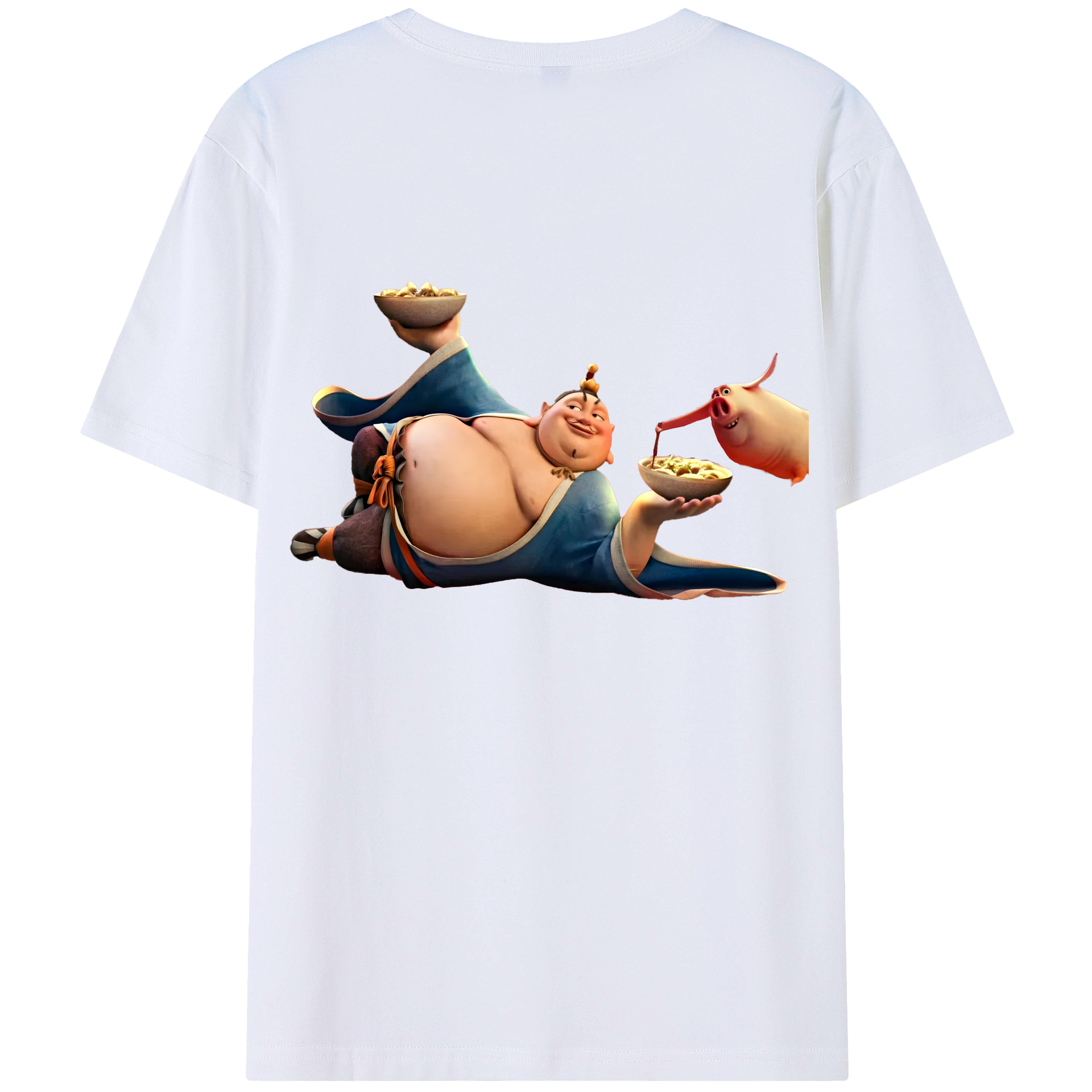 （画像用） Ne Zha 2 ナタ 魔童の大暴れ 綿100％ メンズ半袖Tシャツ（バックプリント） 通気性