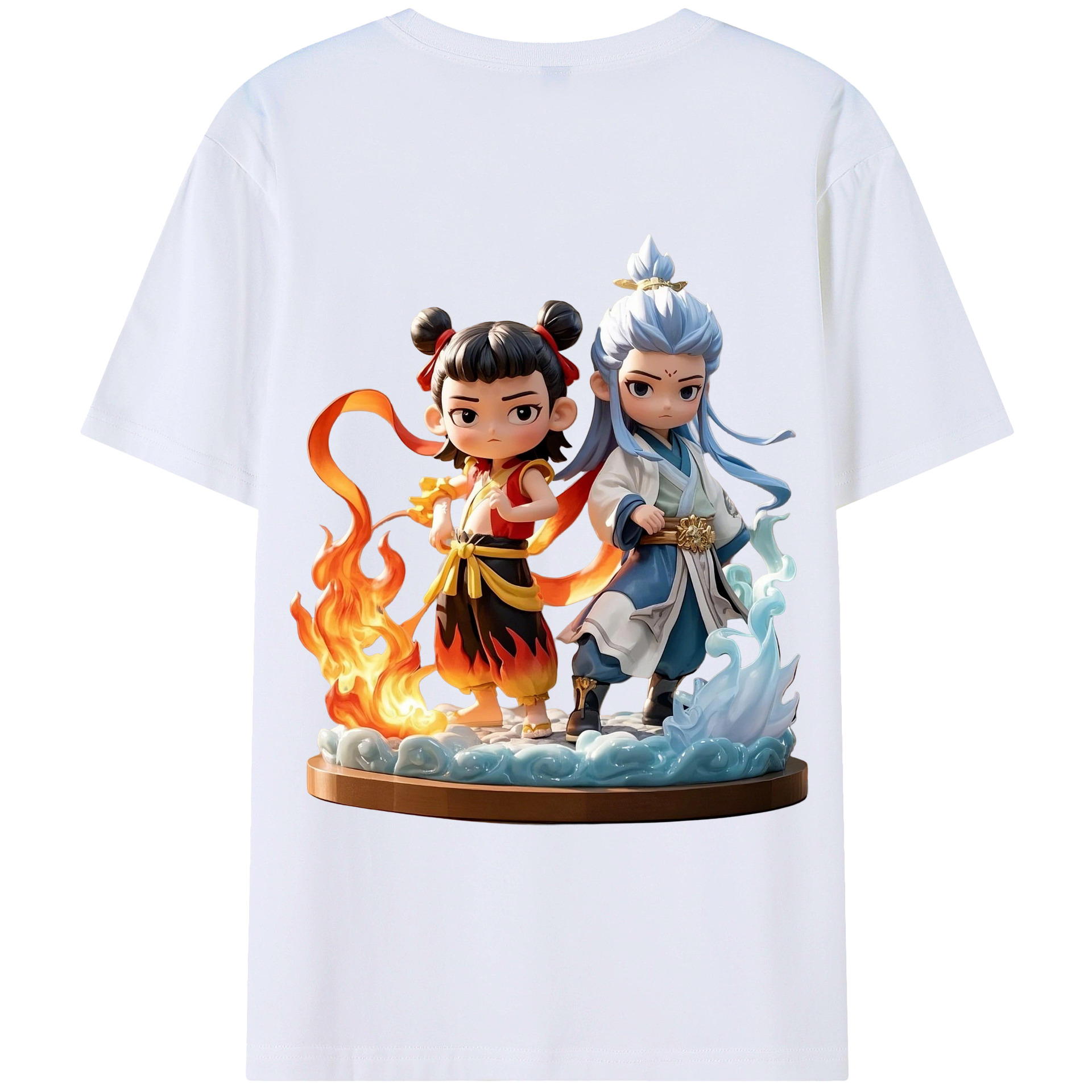 （画像用） Ne Zha 2 ナタ 魔童の大暴れ 綿100％ メンズ半袖Tシャツ（バックプリント） 通気性