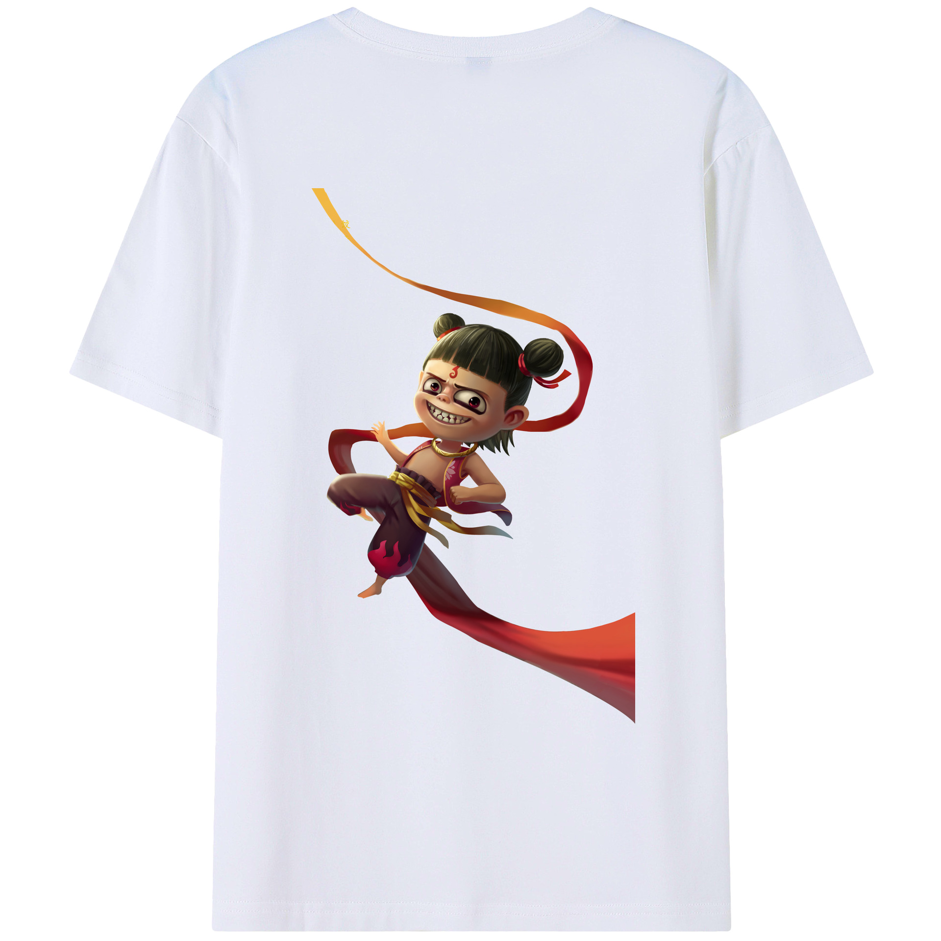 （画像用） Ne Zha 2 ナタ 魔童の大暴れ 綿100％ メンズ半袖Tシャツ（バックプリント） 通気性