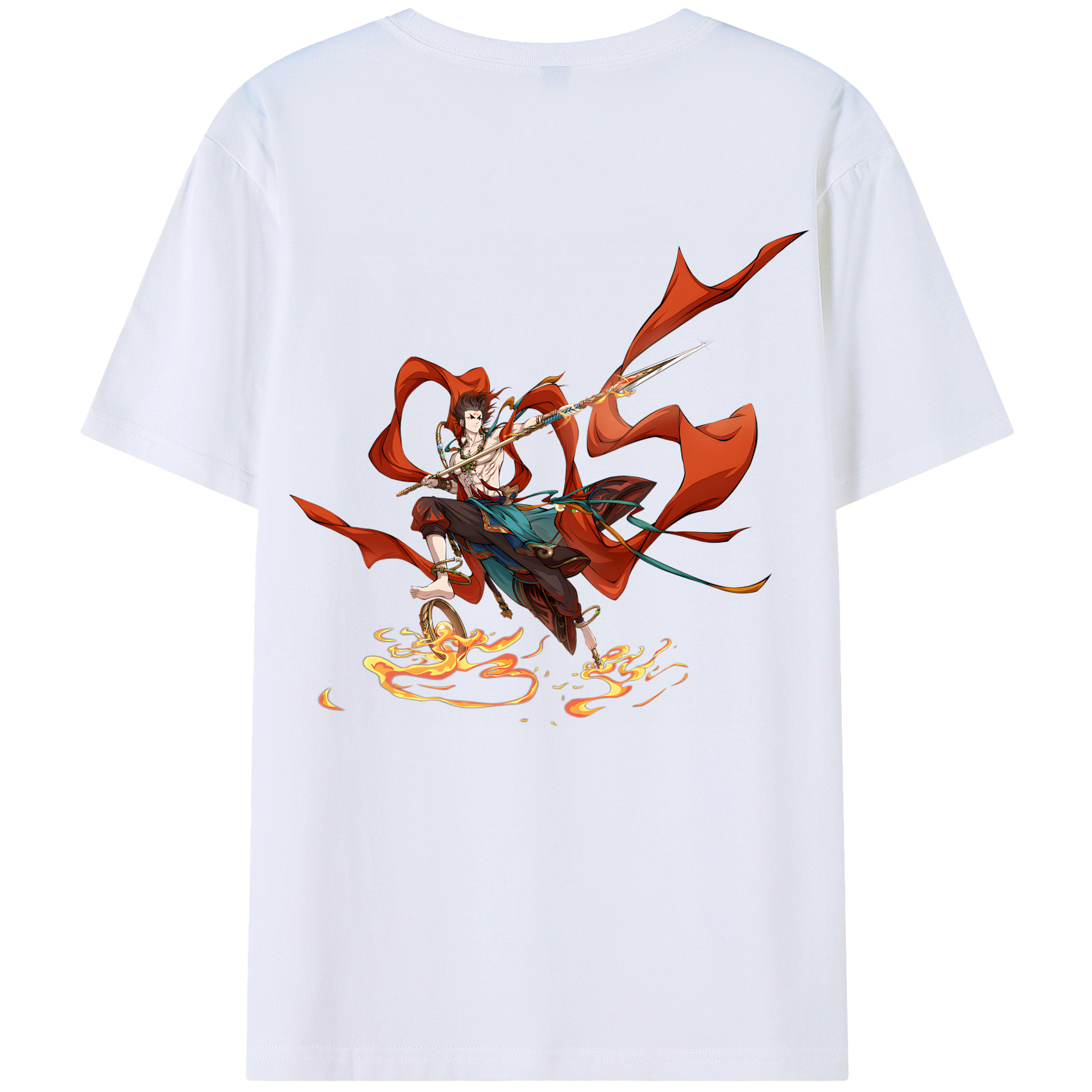 （画像用） Ne Zha 2 ナタ 魔童の大暴れ 綿100％ メンズ半袖Tシャツ（バックプリント） 通気性