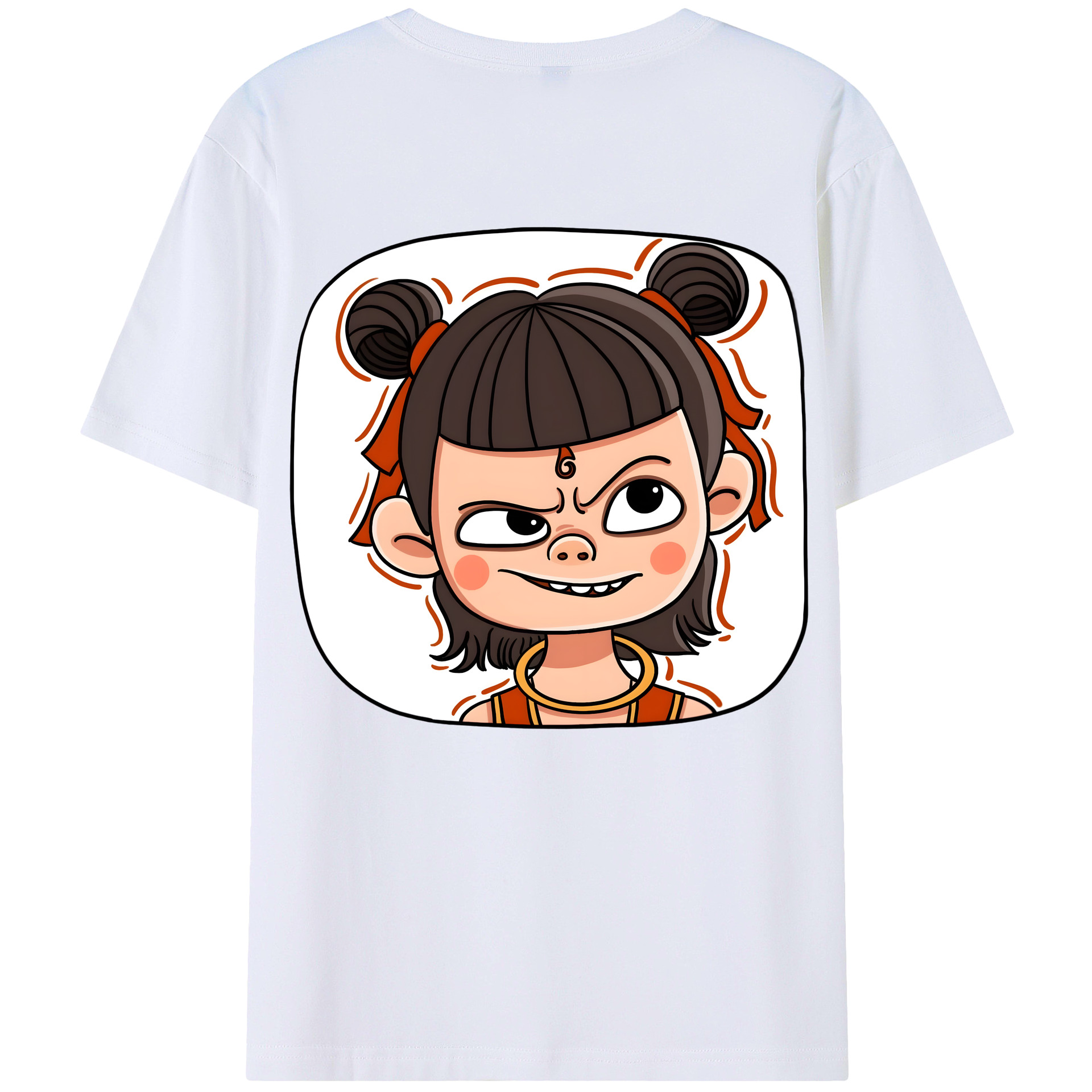 （画像用） Ne Zha 2 ナタ 魔童の大暴れ 綿100％ メンズ半袖Tシャツ（バックプリント） 通気性