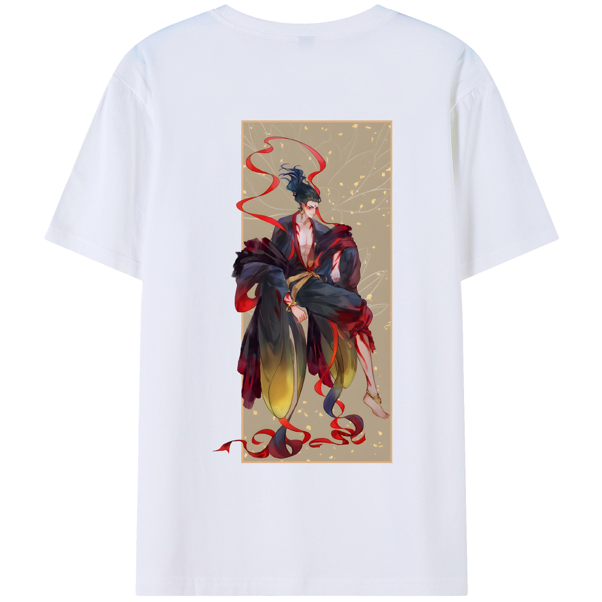 （画像用） Ne Zha 2 ナタ 魔童の大暴れ 綿100％ メンズ半袖Tシャツ（バックプリント） 通気性