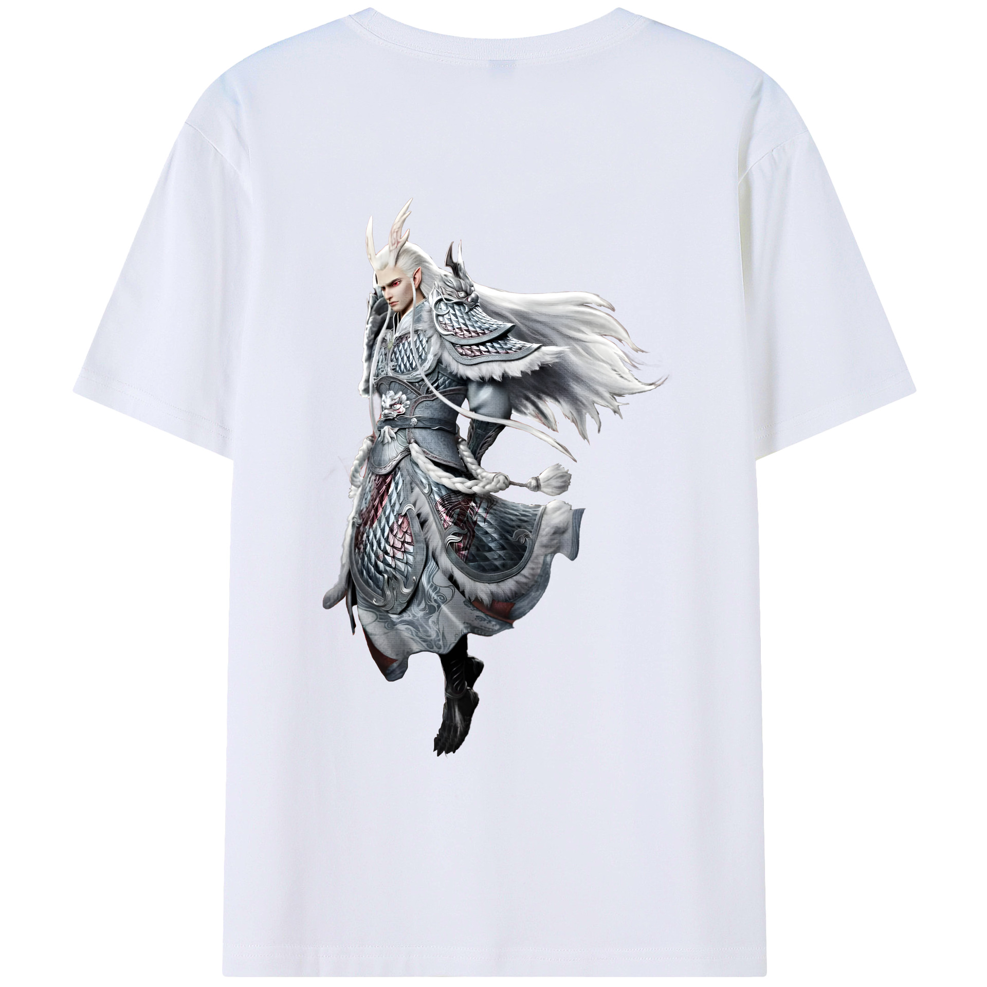 （画像用） Ne Zha 2 ナタ 魔童の大暴れ 綿100％ メンズ半袖Tシャツ（バックプリント） 通気性