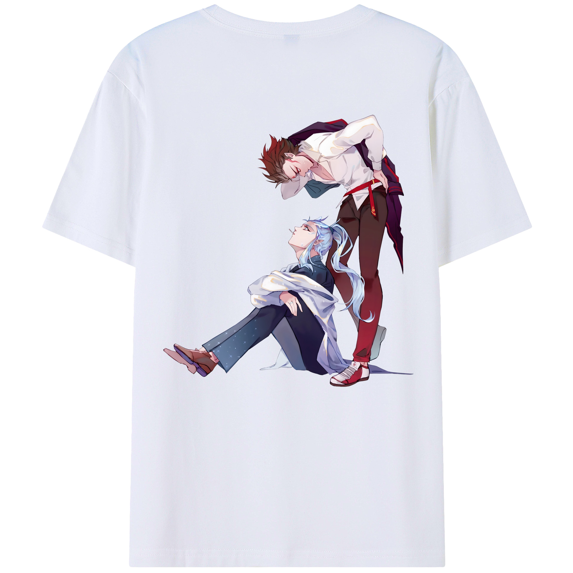 （画像用） Ne Zha 2 ナタ 魔童の大暴れ 綿100％ メンズ半袖Tシャツ（バックプリント） 通気性