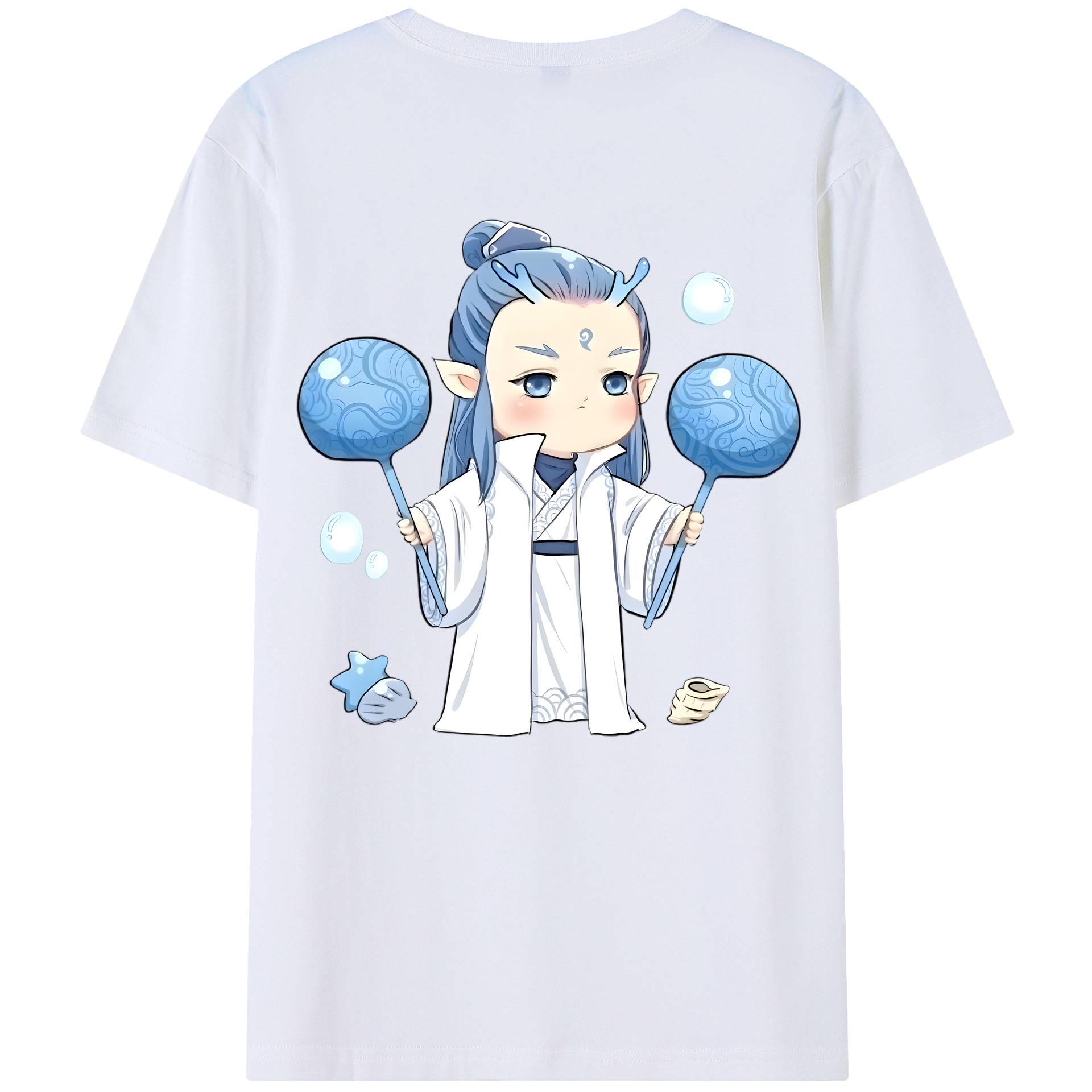 （画像用） Ne Zha 2 ナタ 魔童の大暴れ 綿100％ メンズ半袖Tシャツ（バックプリント） 通気性