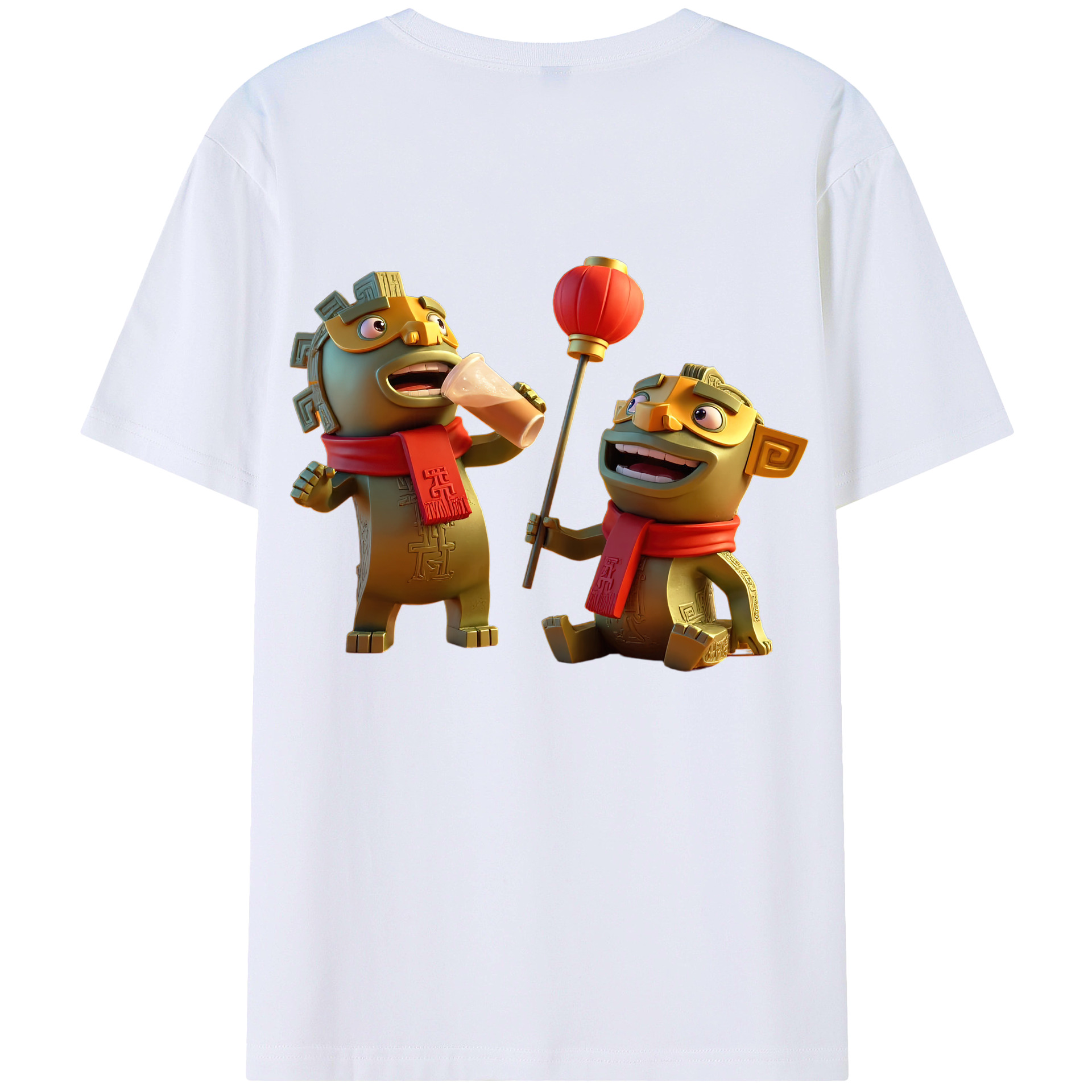 （画像用） Ne Zha 2 ナタ 魔童の大暴れ 綿100％ メンズ半袖Tシャツ（バックプリント） 通気性