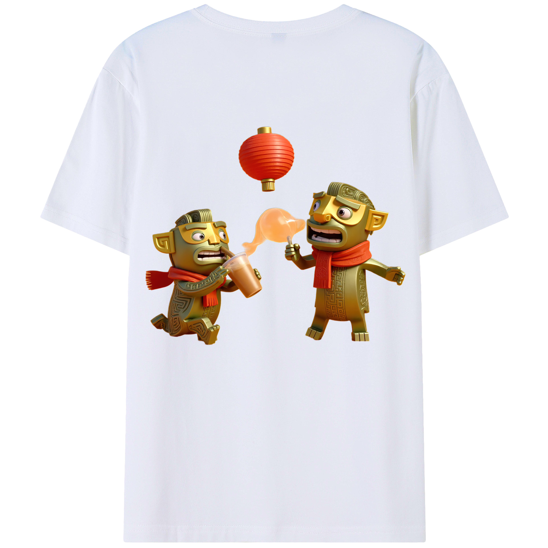 （画像用） Ne Zha 2 ナタ 魔童の大暴れ 綿100％ メンズ半袖Tシャツ（バックプリント） 通気性