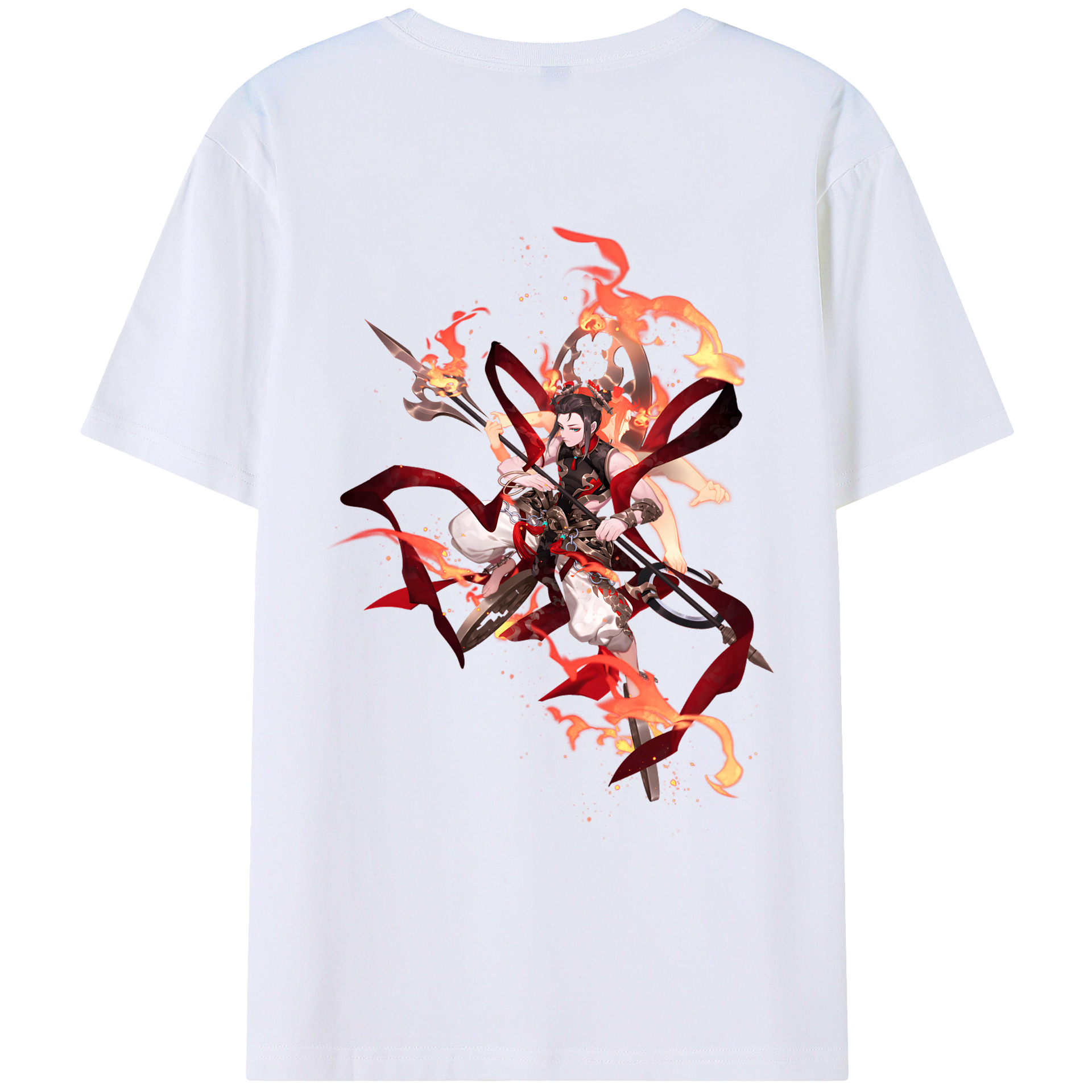 （画像用） Ne Zha 2 ナタ 魔童の大暴れ 綿100％ メンズ半袖Tシャツ（バックプリント） 通気性