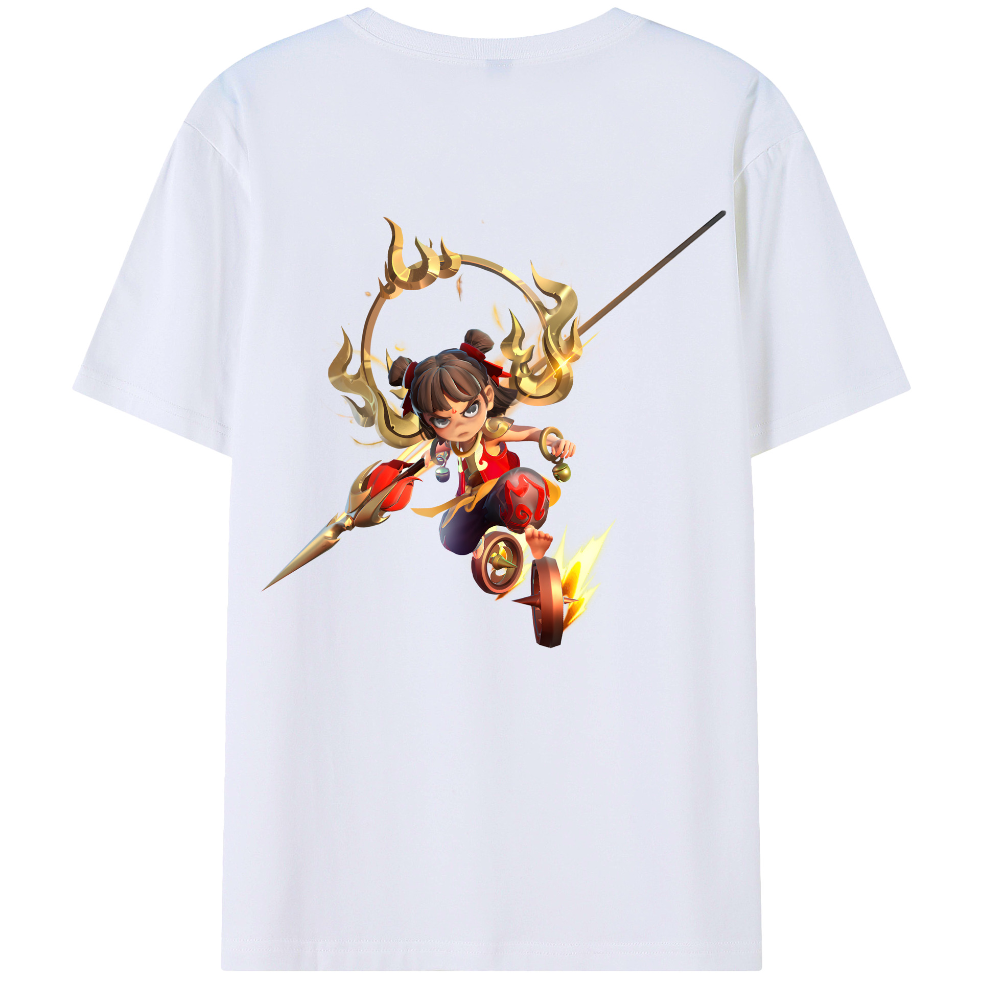 （画像用） Ne Zha 2 ナタ 魔童の大暴れ 綿100％ メンズ半袖Tシャツ（バックプリント） 通気性