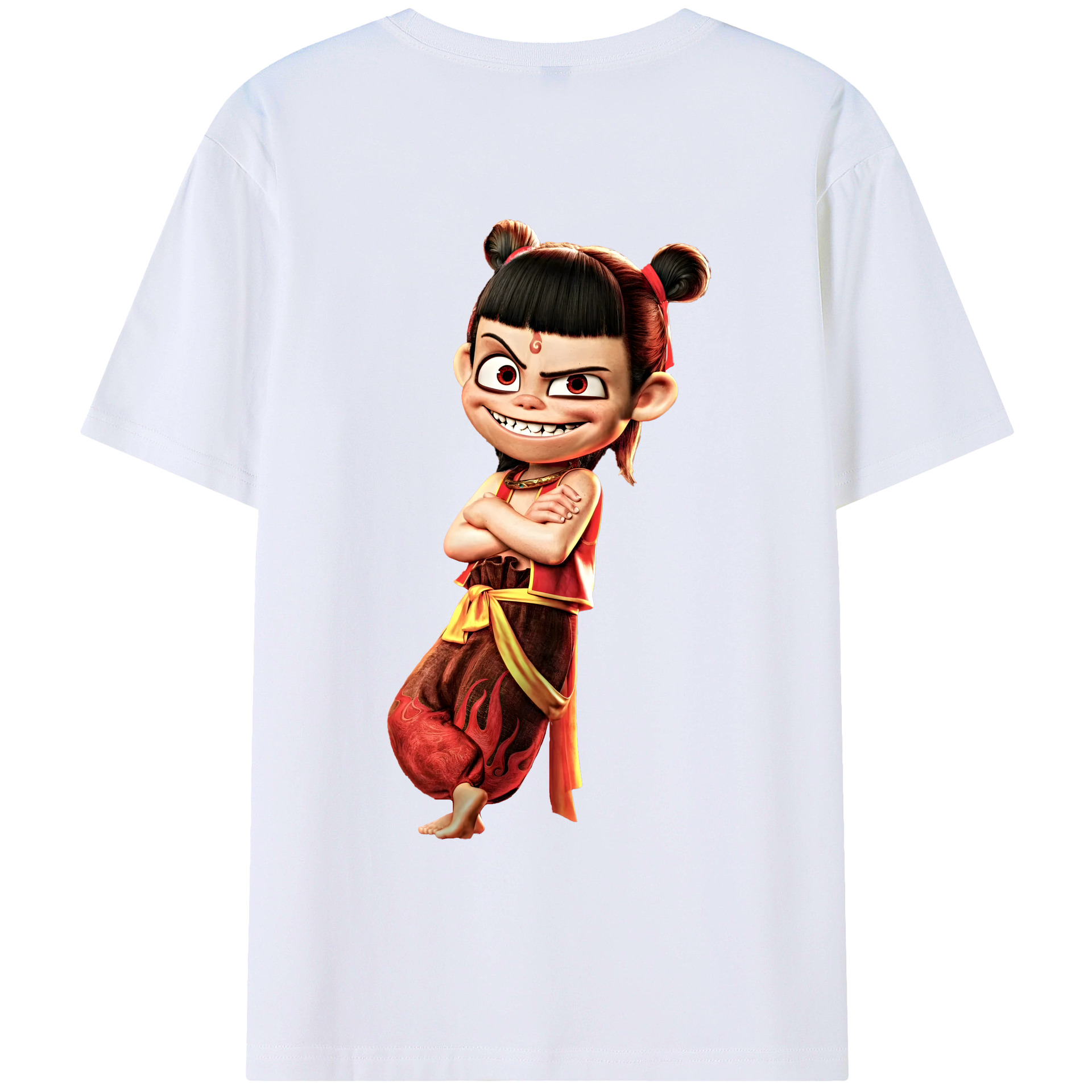 （画像用） Ne Zha 2 ナタ 魔童の大暴れ 綿100％ メンズ半袖Tシャツ（バックプリント） 通気性