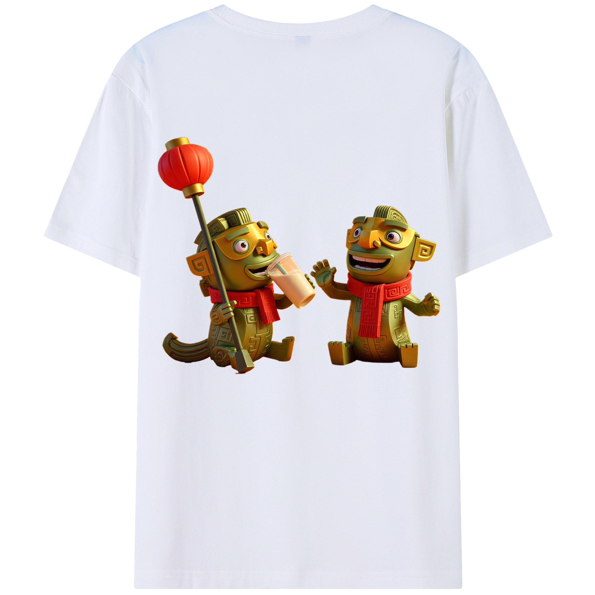 （画像用） Ne Zha 2 ナタ 魔童の大暴れ 綿100％ メンズ半袖Tシャツ（バックプリント） 通気性
