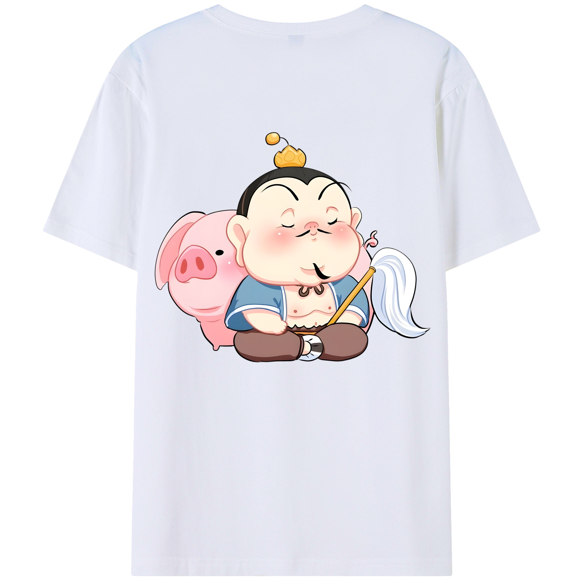 （画像用） Ne Zha 2 ナタ 魔童の大暴れ 綿100％ メンズ半袖Tシャツ（バックプリント） 通気性