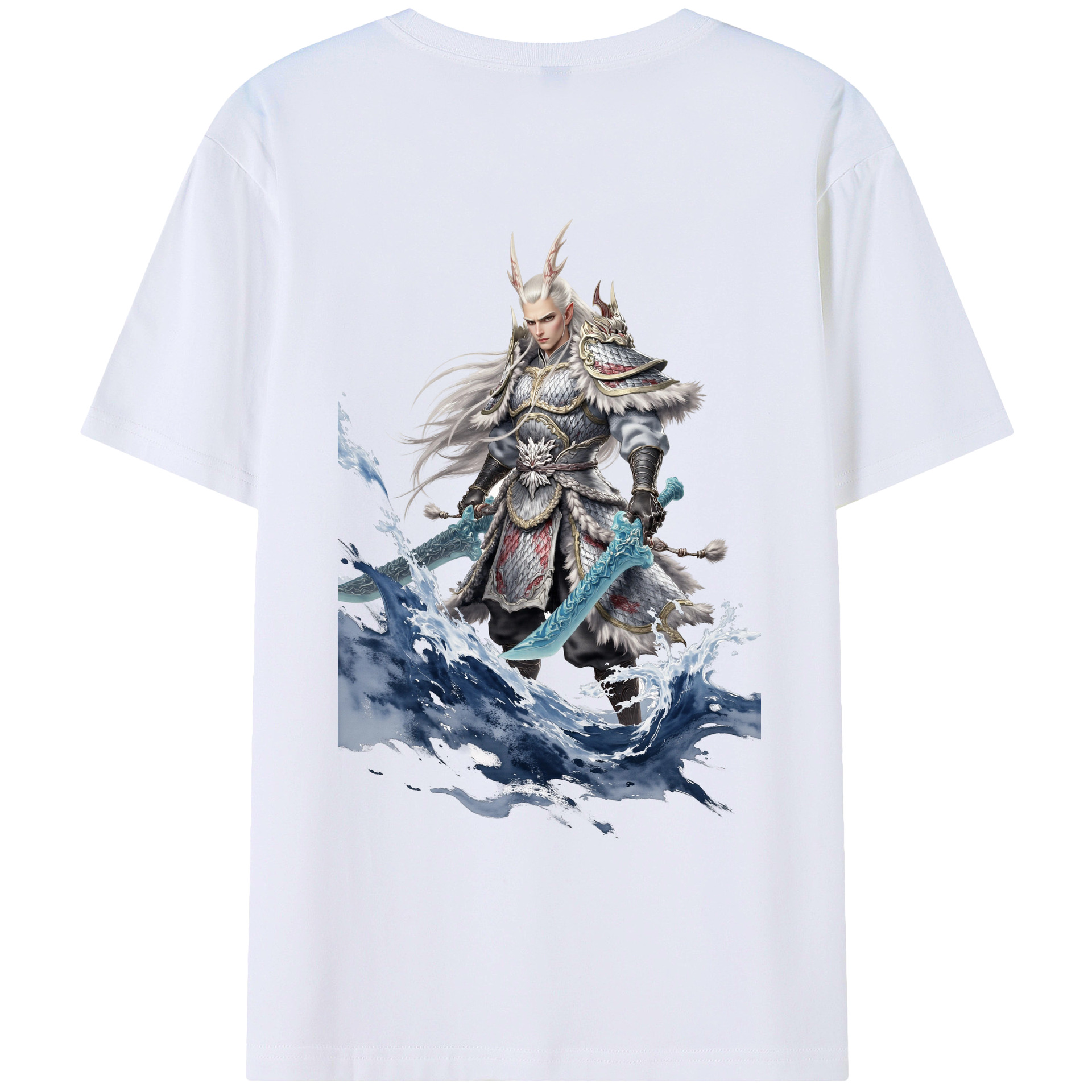 （画像用） Ne Zha 2 ナタ 魔童の大暴れ 綿100％ メンズ半袖Tシャツ（バックプリント） 通気性